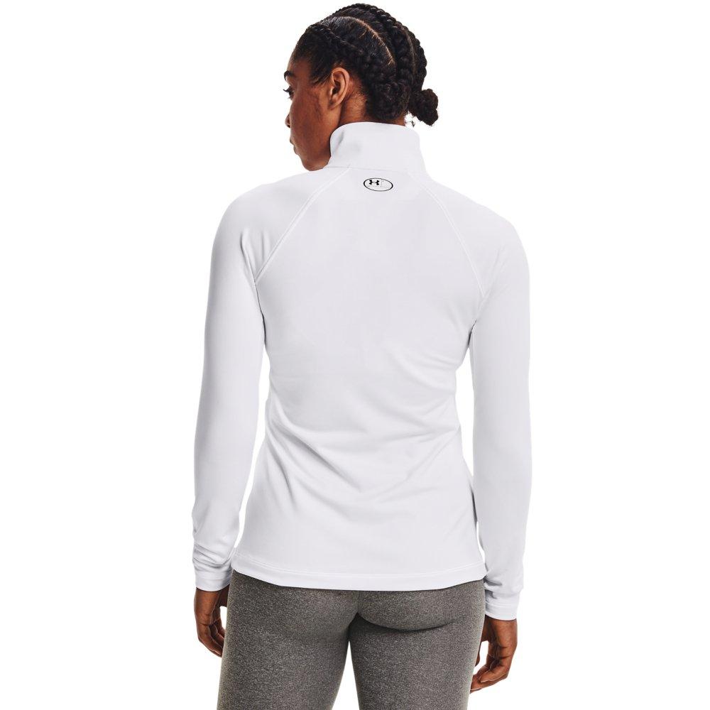Under Armour Women's Cold Gear Authentics 1/2 Zip Crew - WHITE Thumbnail View 2