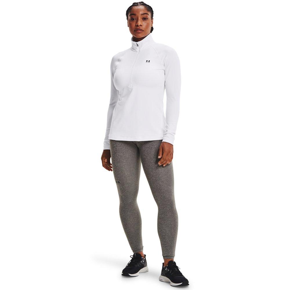 Under Armour Women's Cold Gear Authentics 1/2 Zip Crew - WHITE Thumbnail View 3