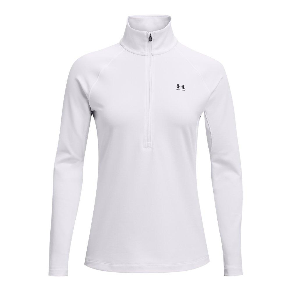 Under Armour Women's Cold Gear Authentics 1/2 Zip Crew - WHITE Thumbnail View 4