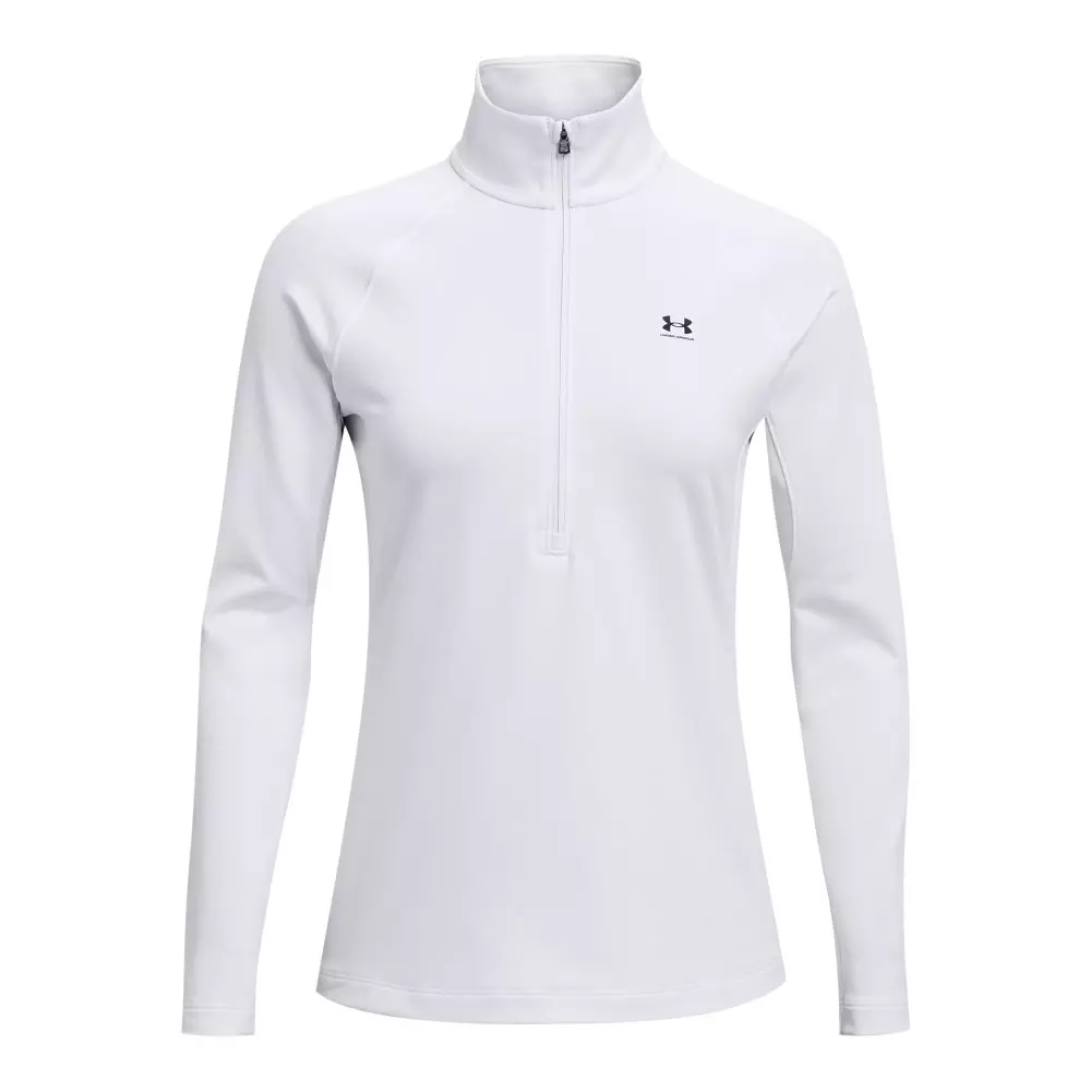 Under Armour Women's Cold Gear Authentics 1/2 Zip Crew - WHITE
