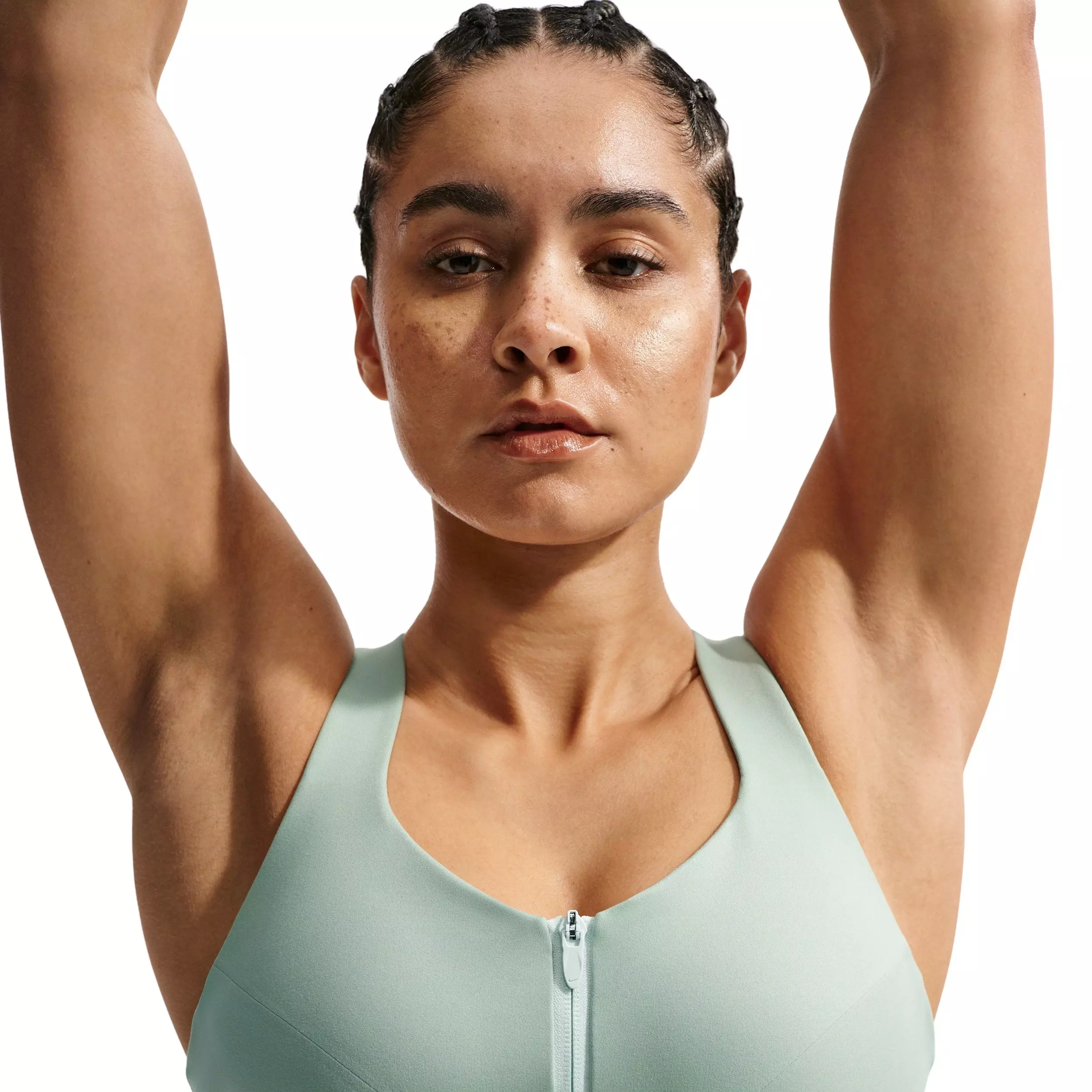 Nike Women's Indy High Support Padded Front-Zip Sports Bra - Light Green - LIGHT GREEN