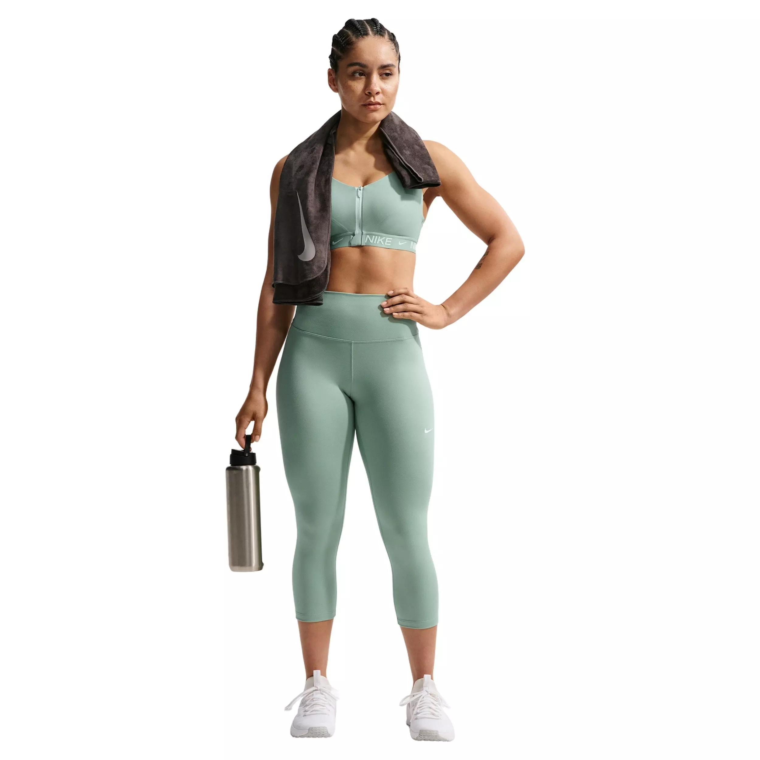 Nike Women's Indy High Support Padded Front-Zip Sports Bra - Light Green - LIGHT GREEN