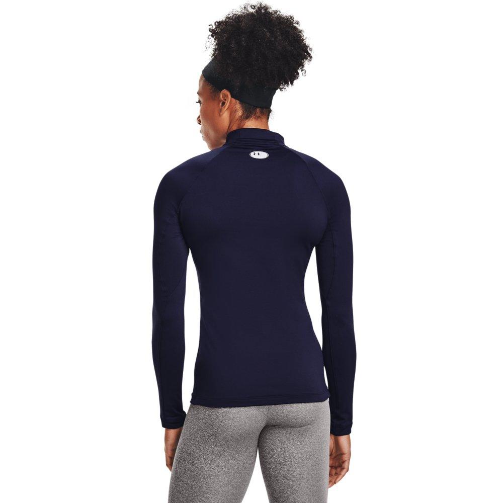 Under Armour Women's Cold Gear Authentics Mockneck Crew - NAVY Thumbnail View 2