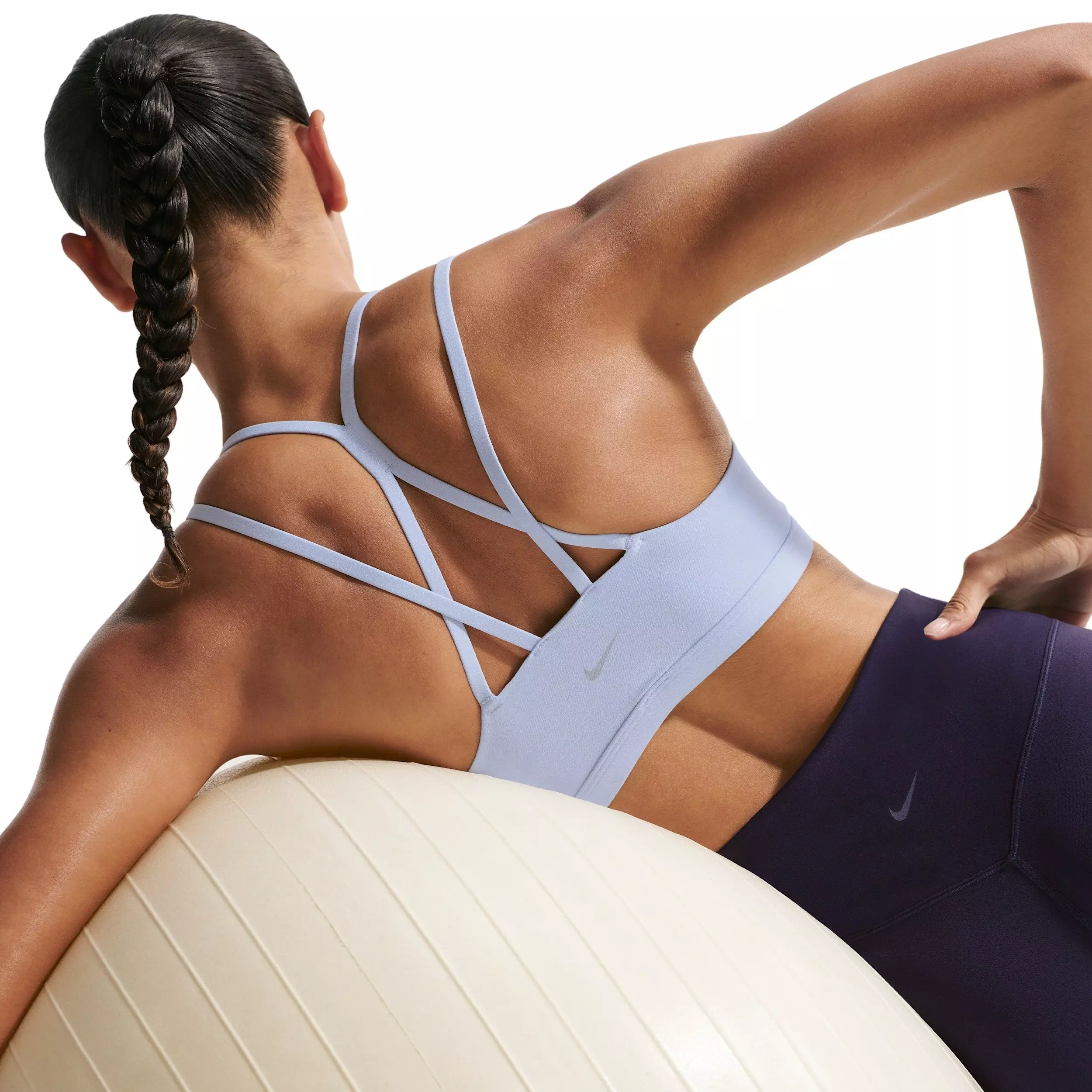 Nike Women's Zenvy Strappy Light-Support Padded Sports Bra - BLUE/GREY
