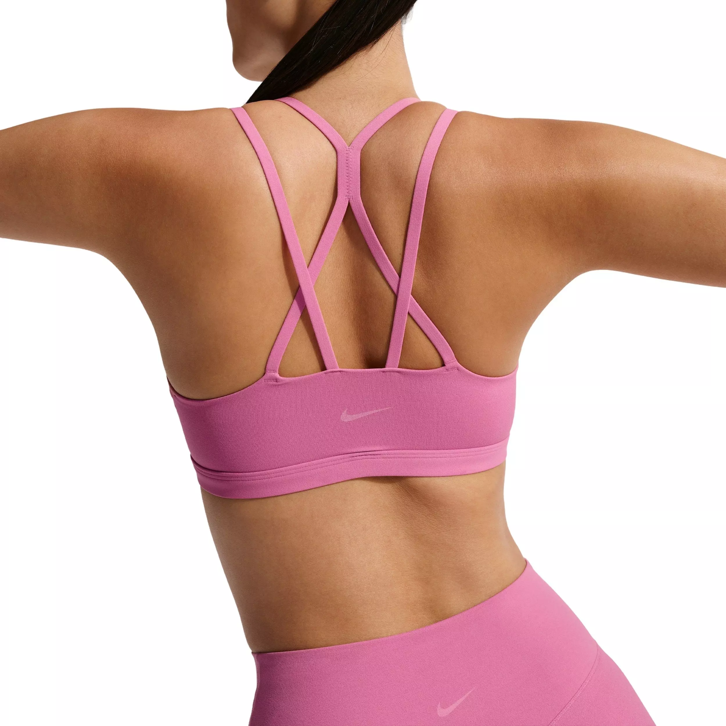 Nike Women's Zenvy Strappy Light-Support Padded Sports Bra - PINK/WHITE