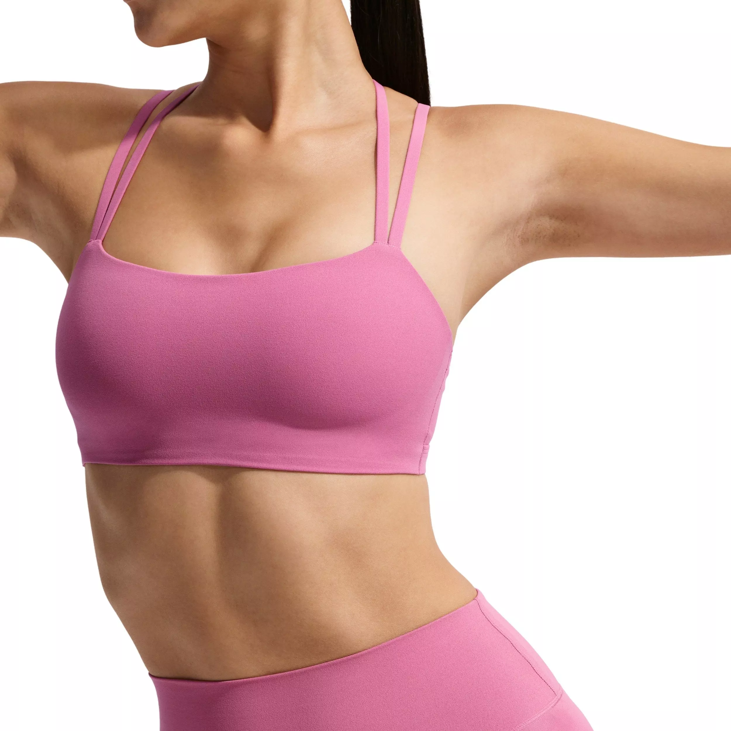 Nike Women's Zenvy Strappy Light-Support Padded Sports Bra - PINK/WHITE