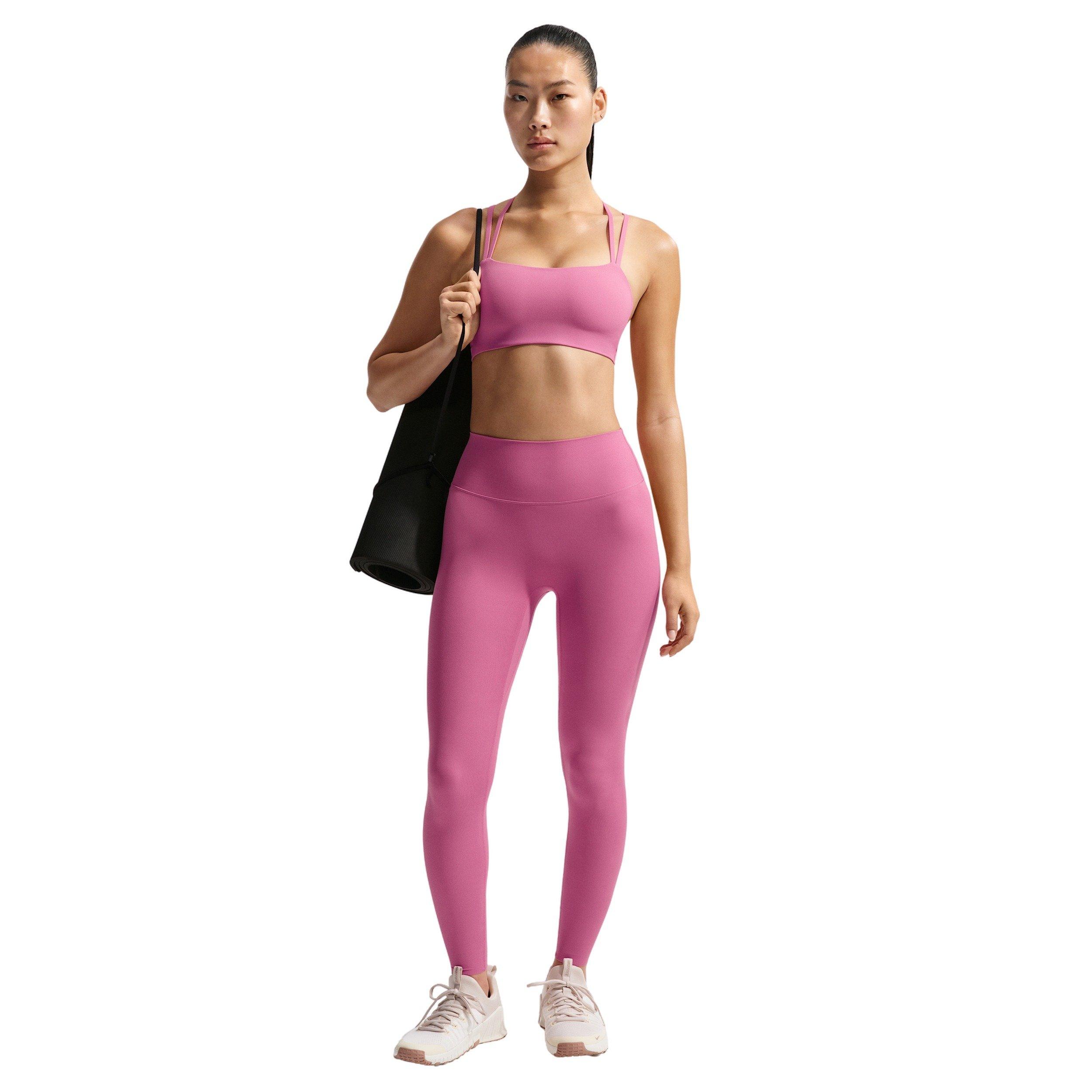 Nike Women's Zenvy Strappy Light-Support Padded Sports Bra - PINK/WHITE Thumbnail View 4
