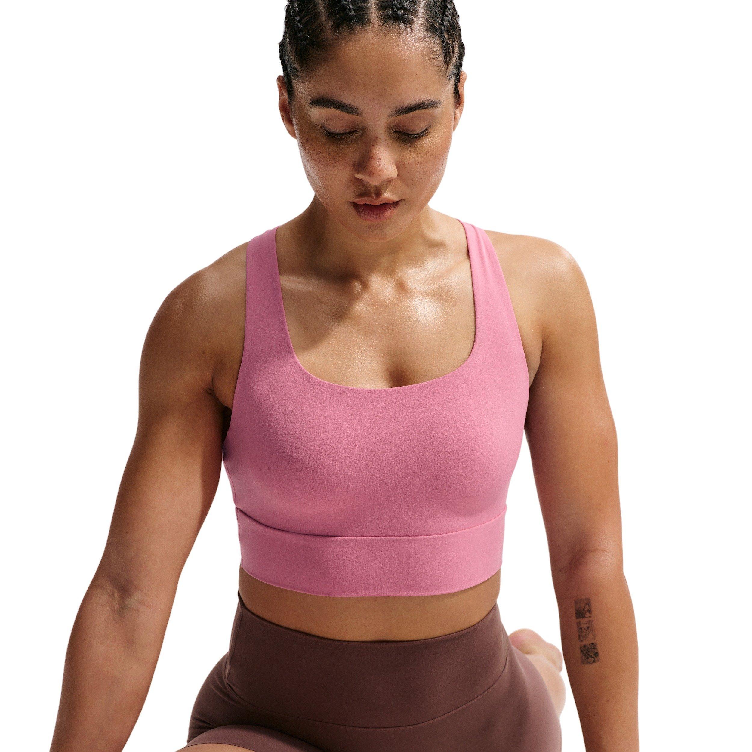 Nike Women's Zenvy Light-Support Padded Longline Sports Bra - PINK/WHITE Thumbnail View 3