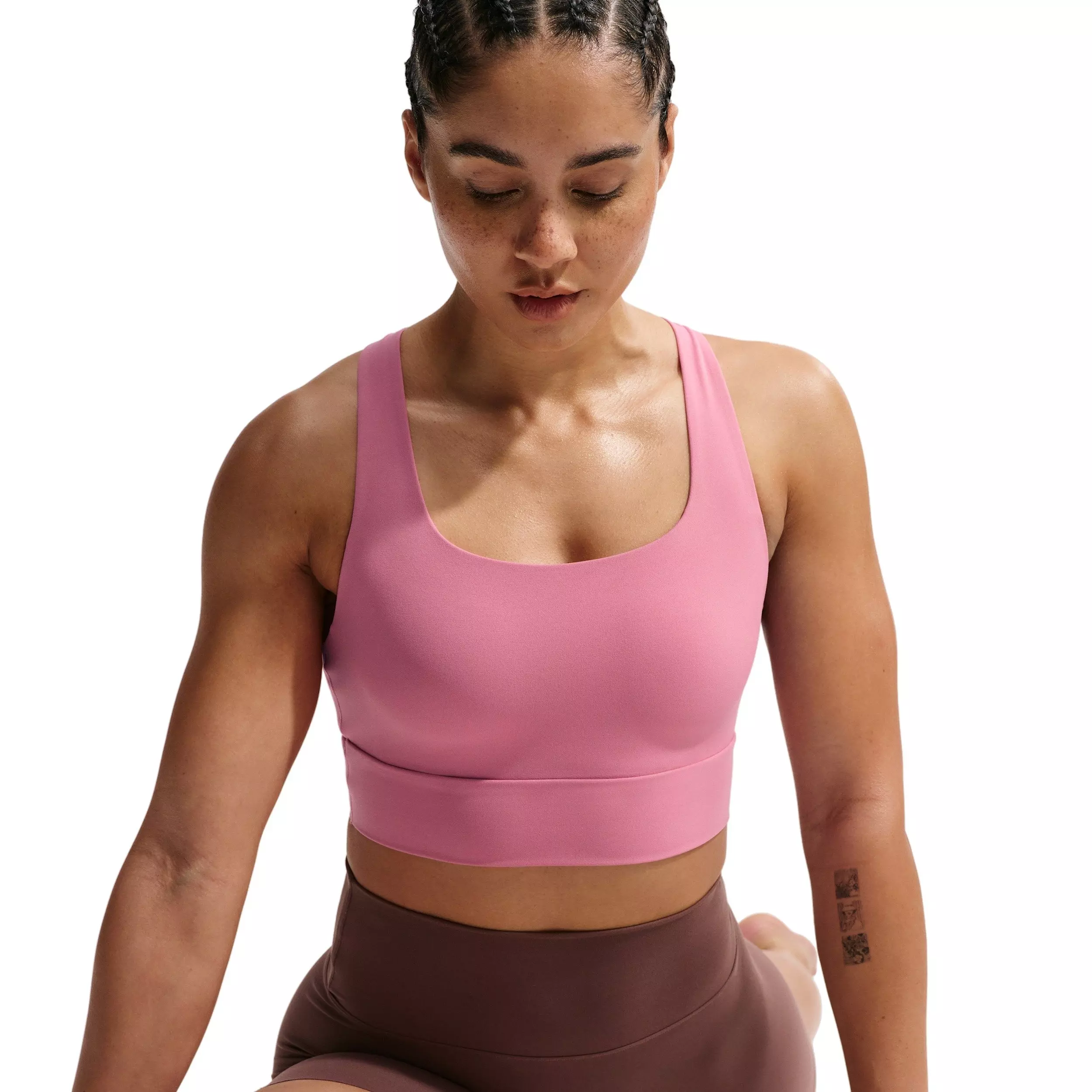 Nike Women's Zenvy Light-Support Padded Longline Sports Bra - PINK/WHITE