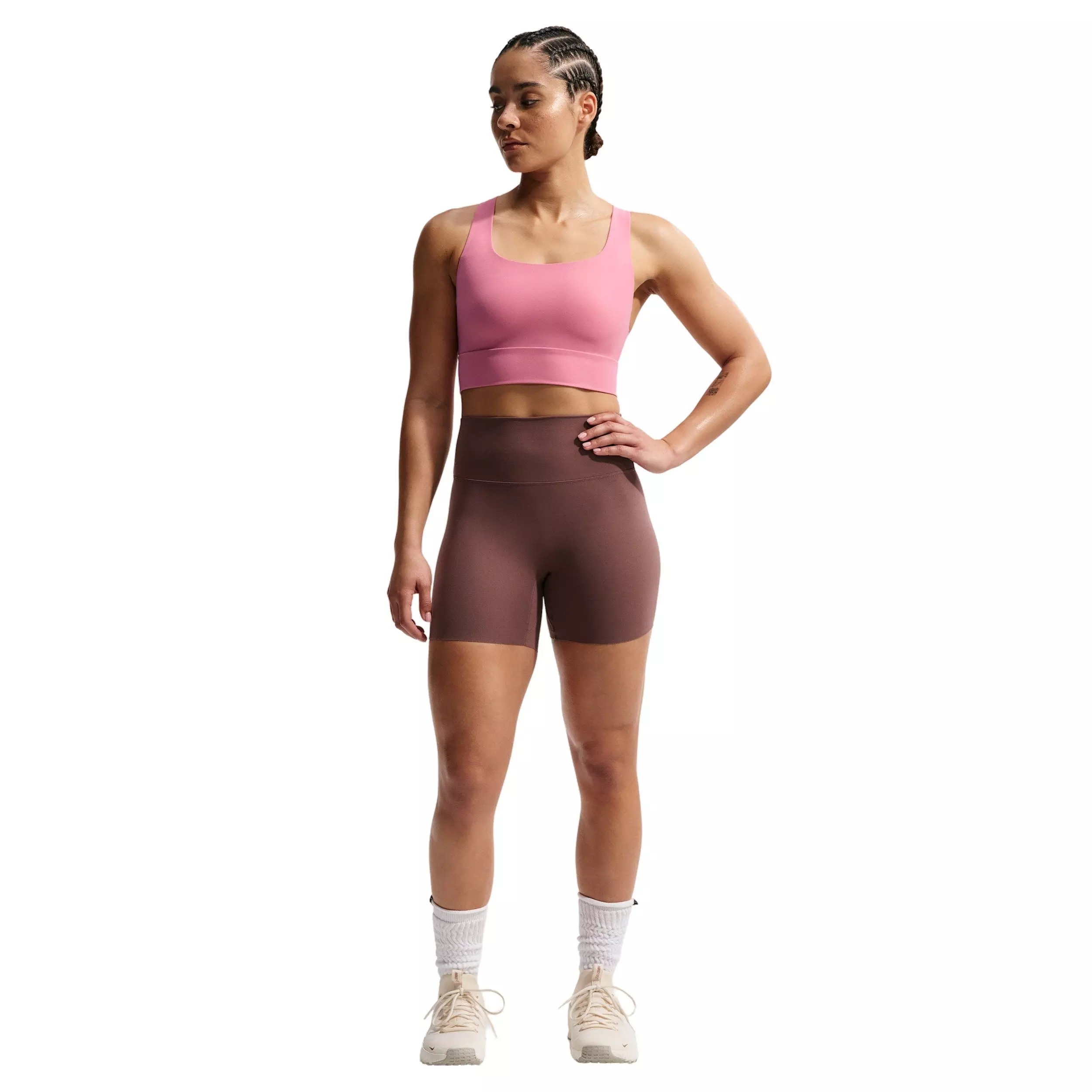 Nike Women's Zenvy Light-Support Padded Longline Sports Bra - PINK/WHITE