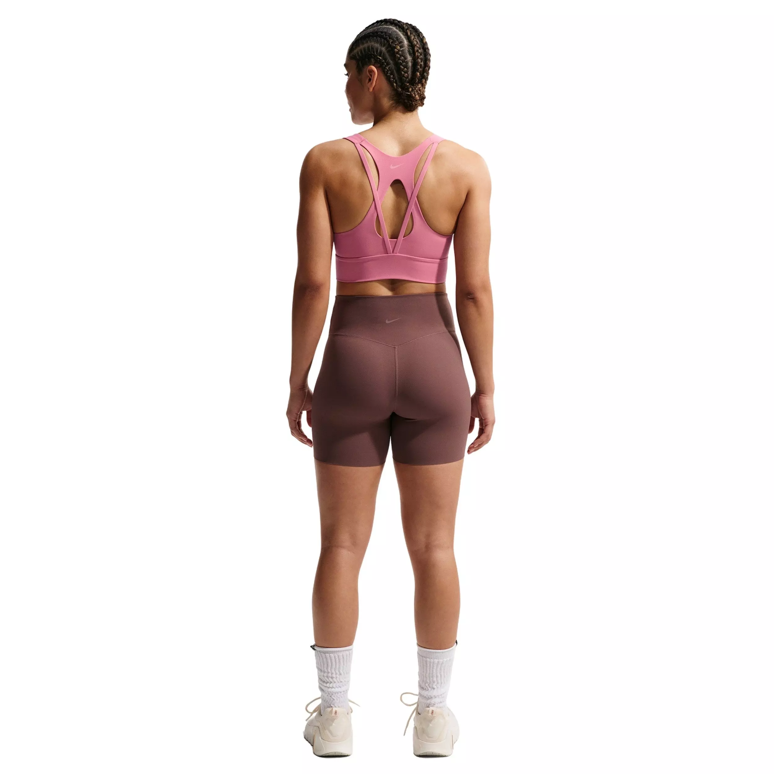 Nike Women's Zenvy Light-Support Padded Longline Sports Bra - PINK/WHITE