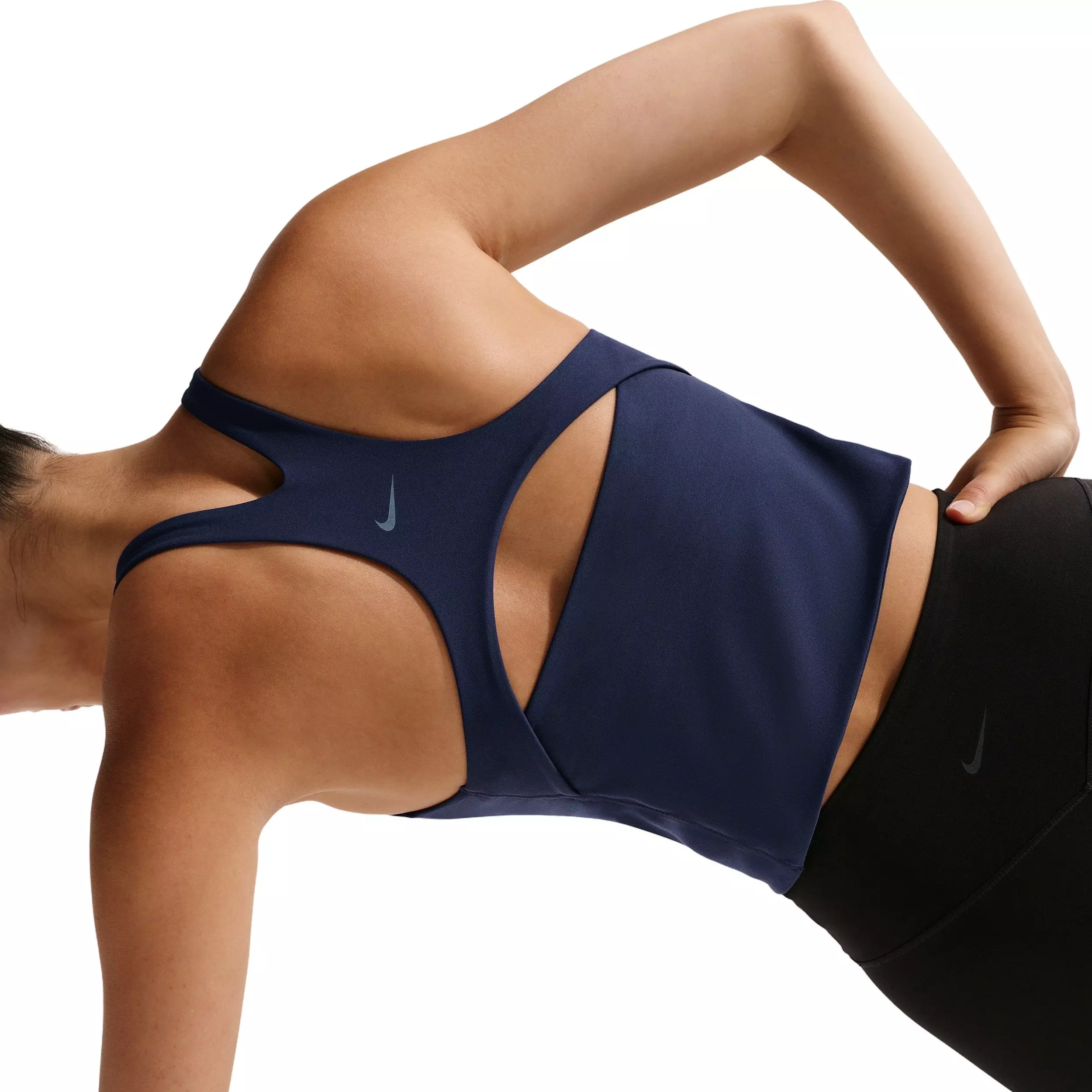 Nike Women's Zenvy Light-Support Sports Bra Tank - NAVY/WHITE
