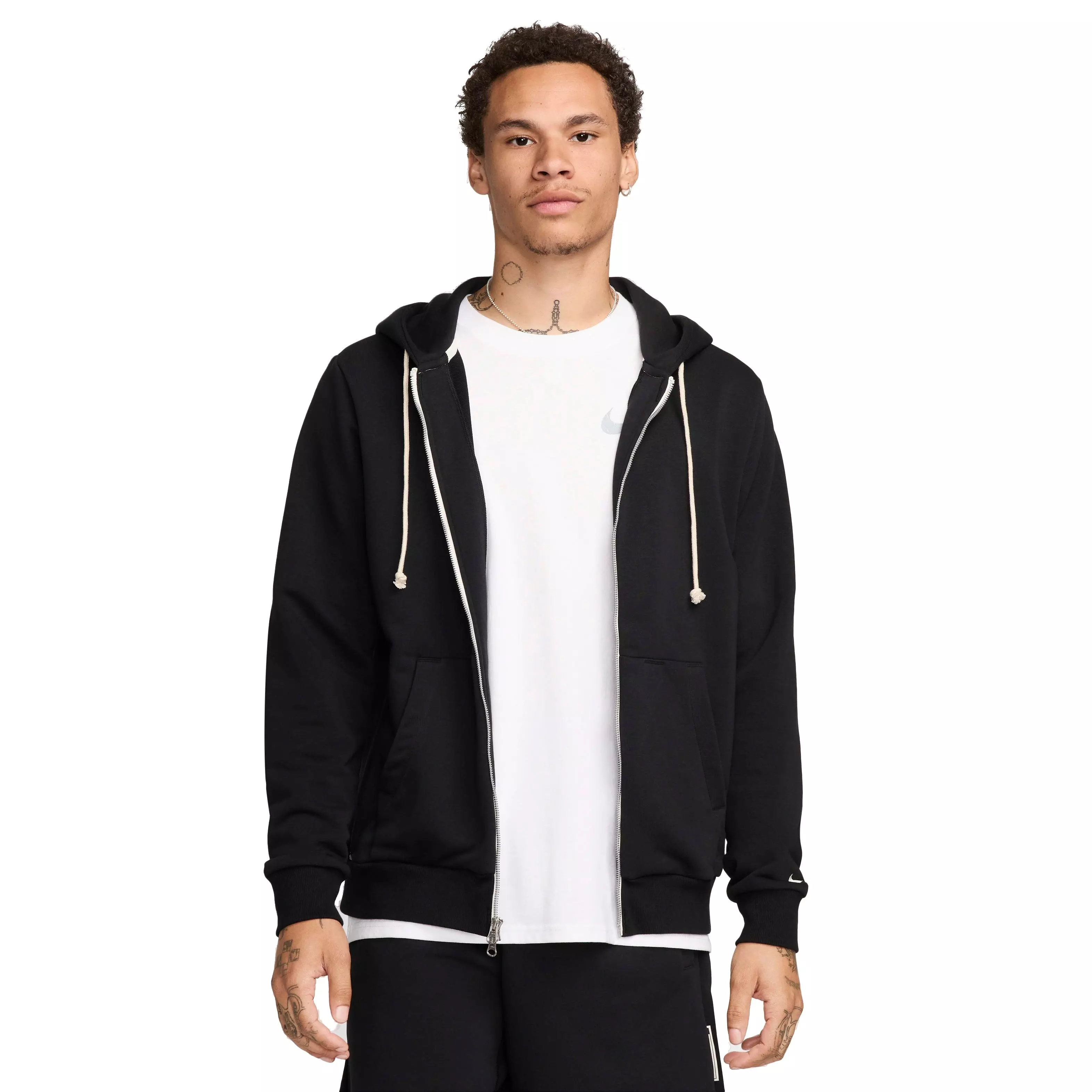 Nike Men's Standard Issue Dri-FIT Full-Zip Hooded Basketball Jacket - BLACK