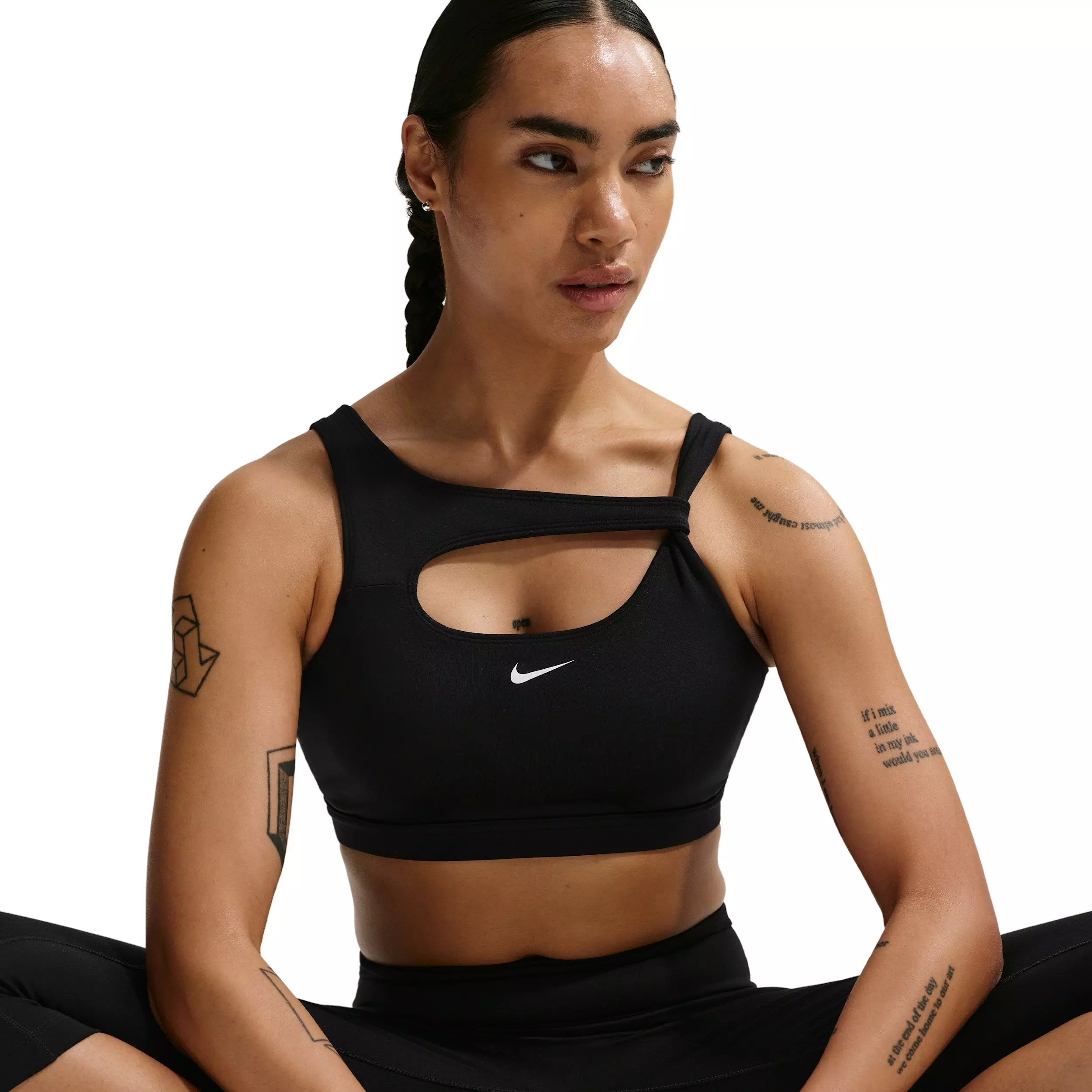 Nike Women's One Medium-Support Padded Sports Bra - BLACK/WHITE