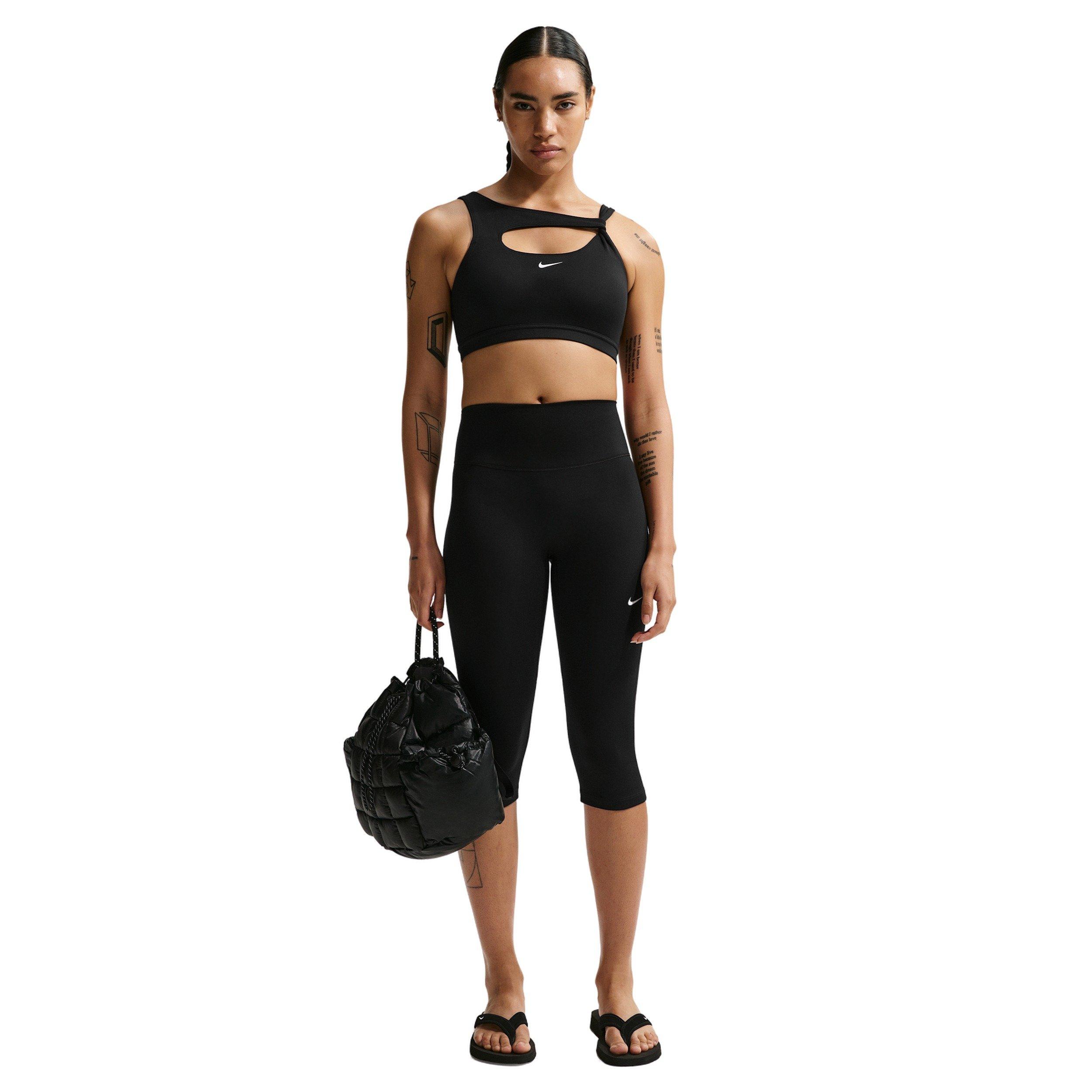 Nike Women's One Medium-Support Padded Sports Bra - BLACK/WHITE Thumbnail View 4