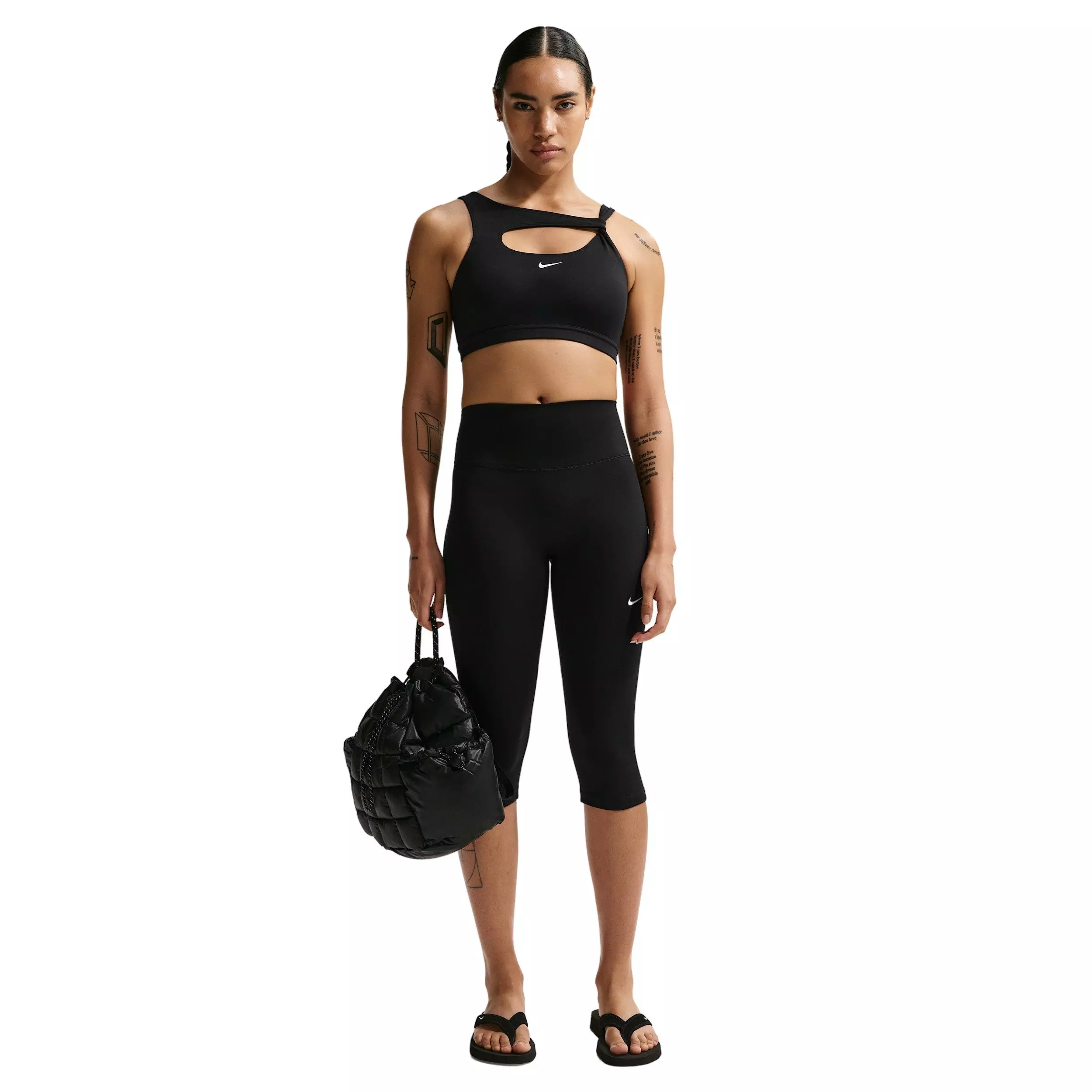 Nike Women's One Medium-Support Padded Sports Bra - BLACK/WHITE