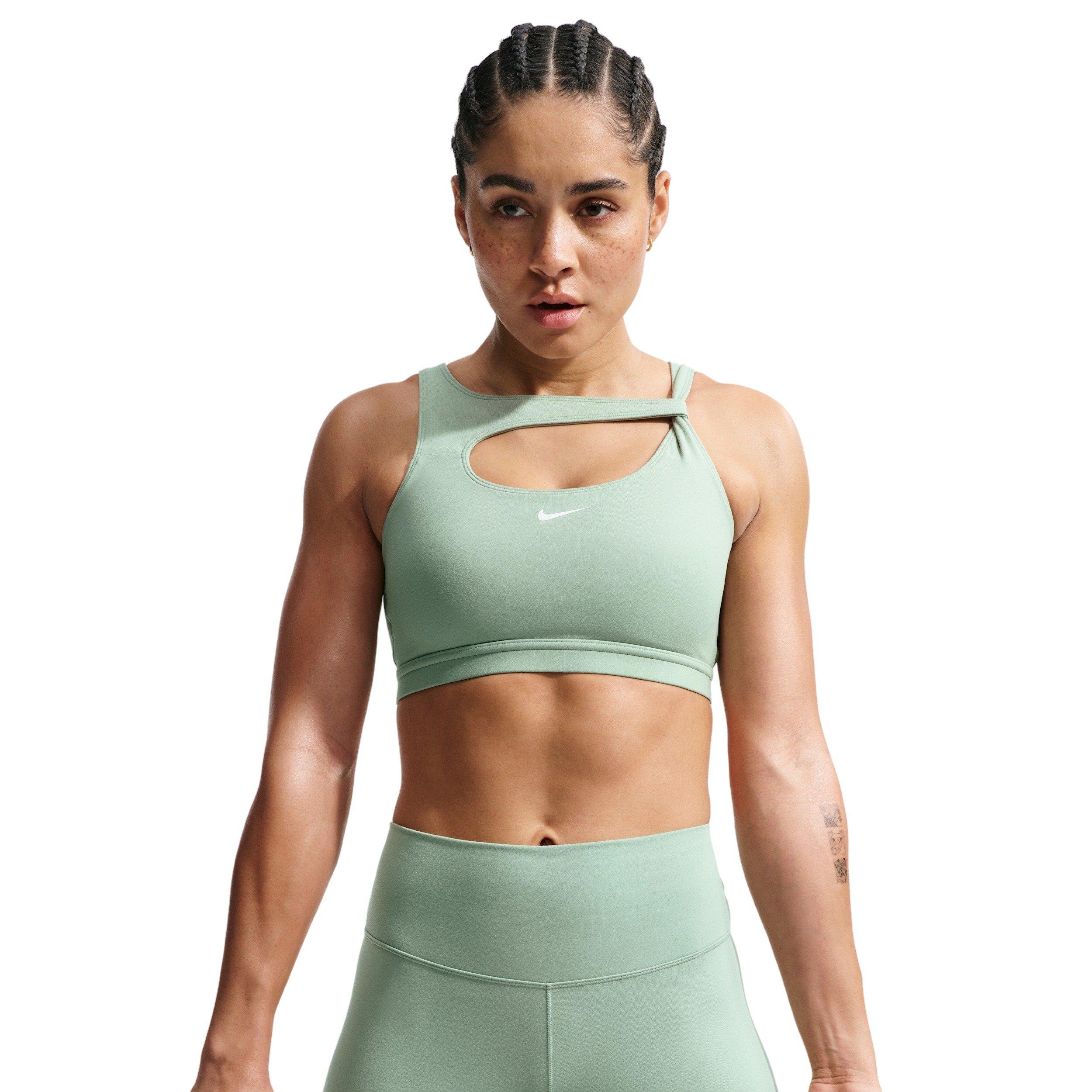 Nike Women's One Medium-Support Padded Sports Bra - LIGHT GREEN/WHITE Thumbnail View 1