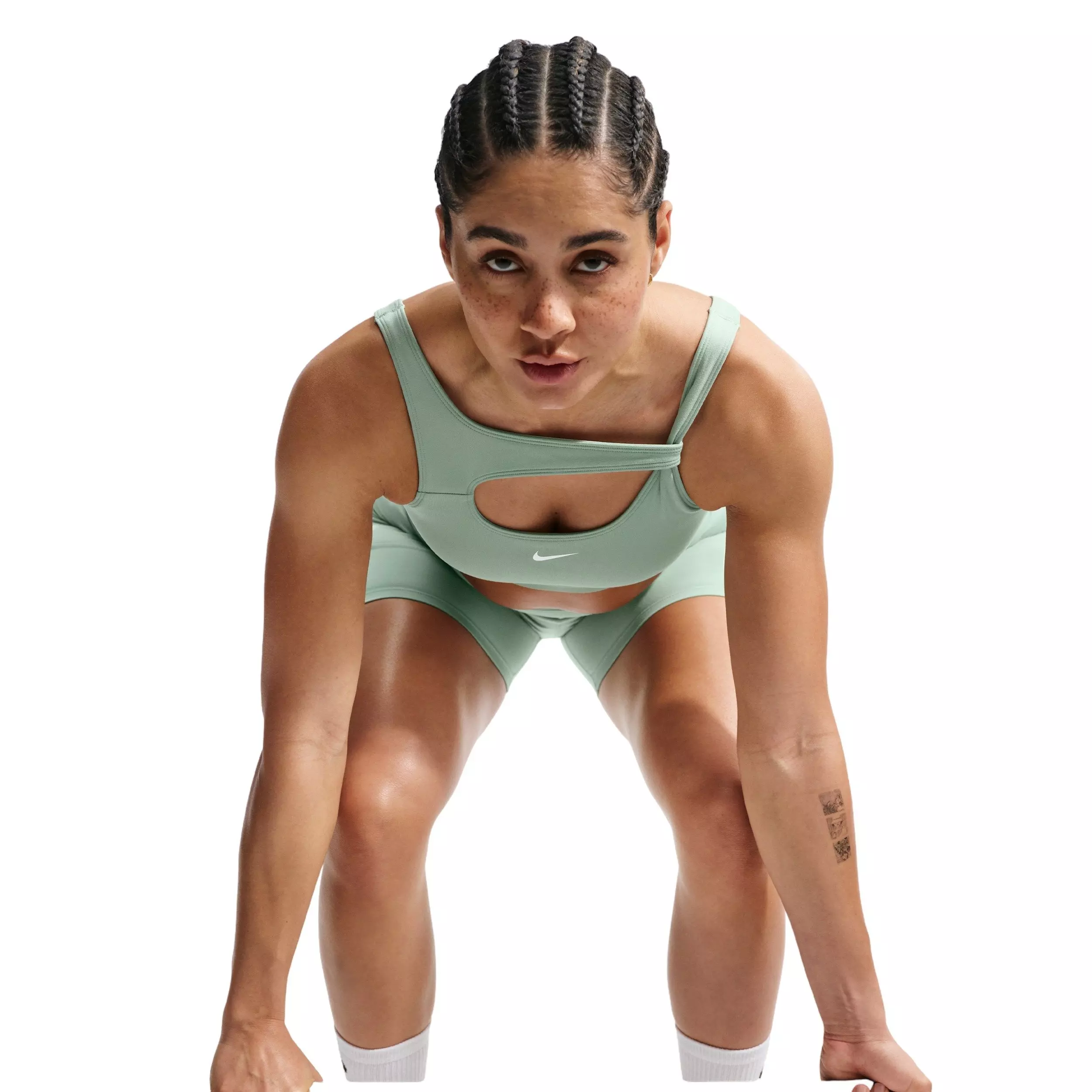 Nike Women's One Medium-Support Padded Sports Bra - LIGHT GREEN/WHITE