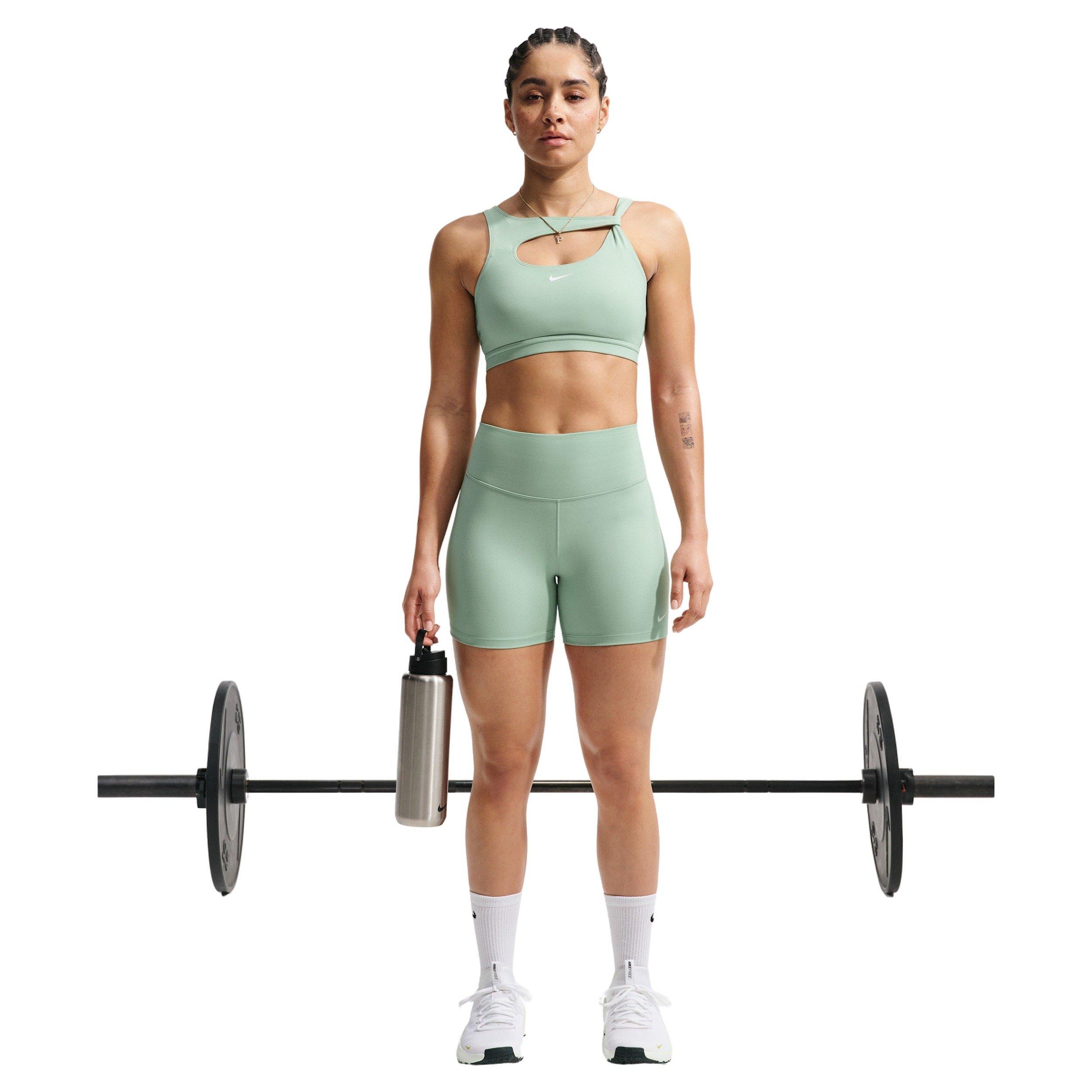 Nike Women's One Medium-Support Padded Sports Bra - LIGHT GREEN/WHITE Thumbnail View 4