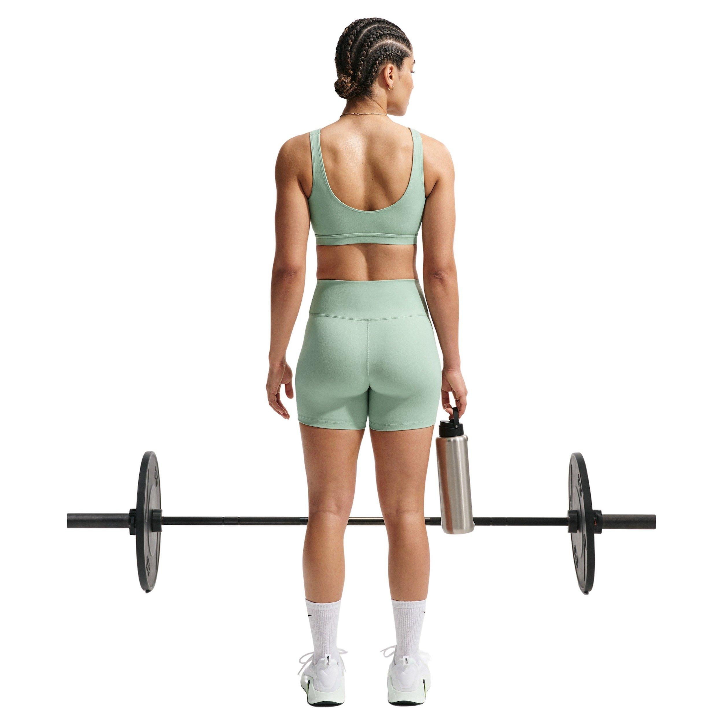 Nike Women's One Medium-Support Padded Sports Bra - LIGHT GREEN/WHITE Thumbnail View 5