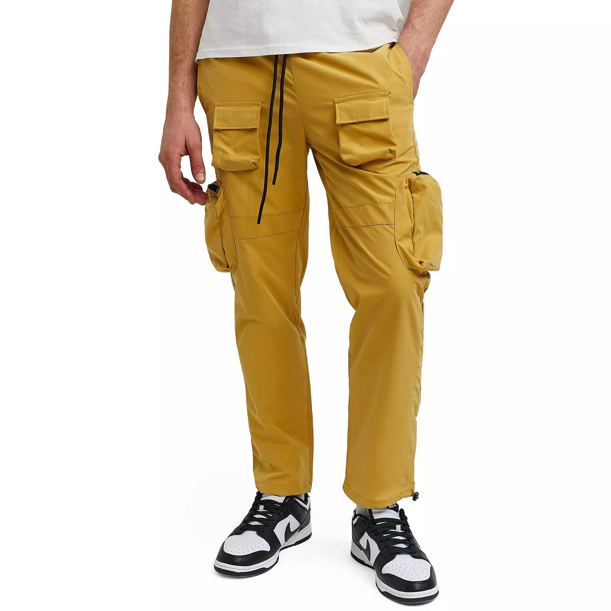 Reason Men's Bader Cotton Twill Color Block Utility Joggers - Tan - TAN