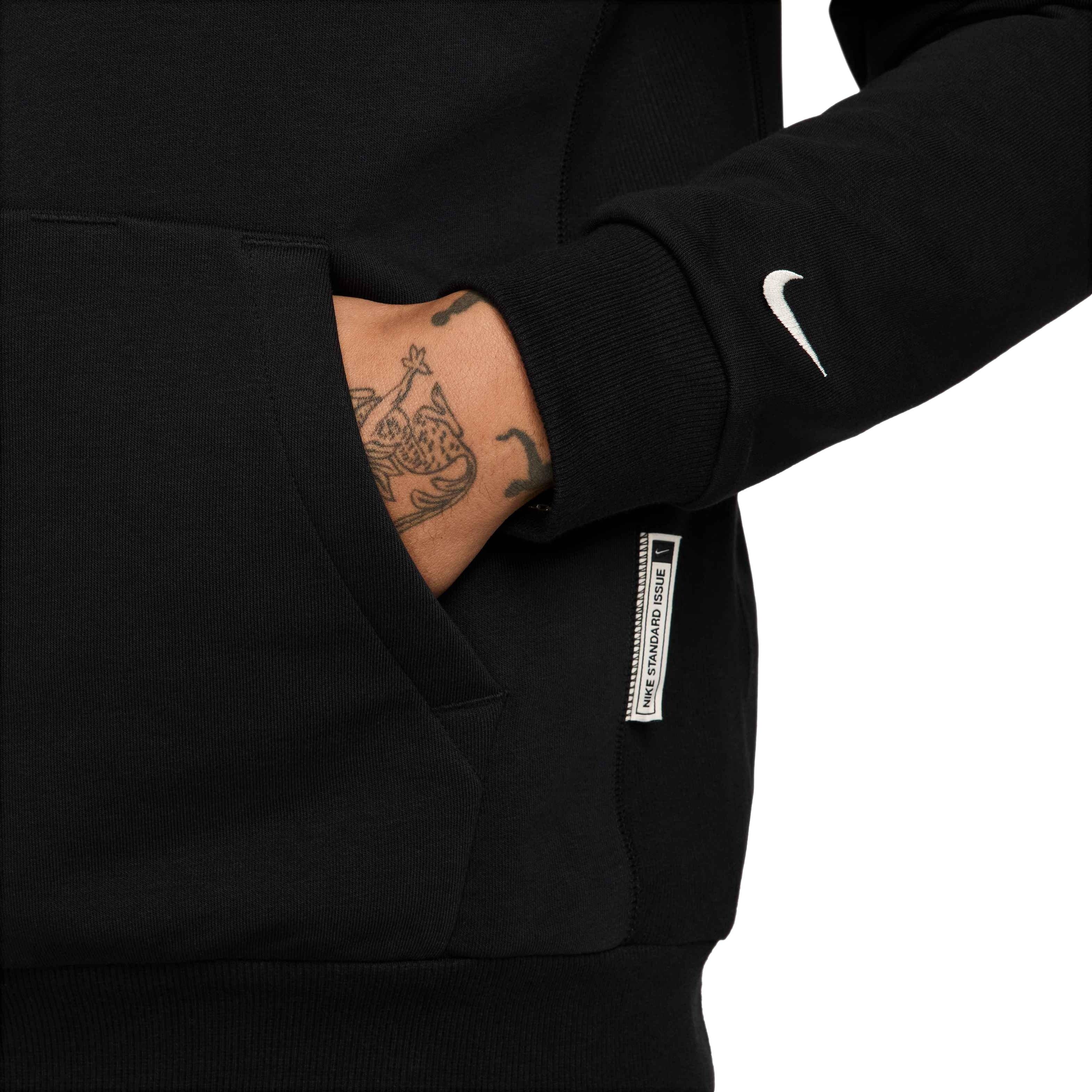 Nike Men's Standard Issue Dri-FIT Pullover Basketball Hoodie - BLACK Thumbnail View 4