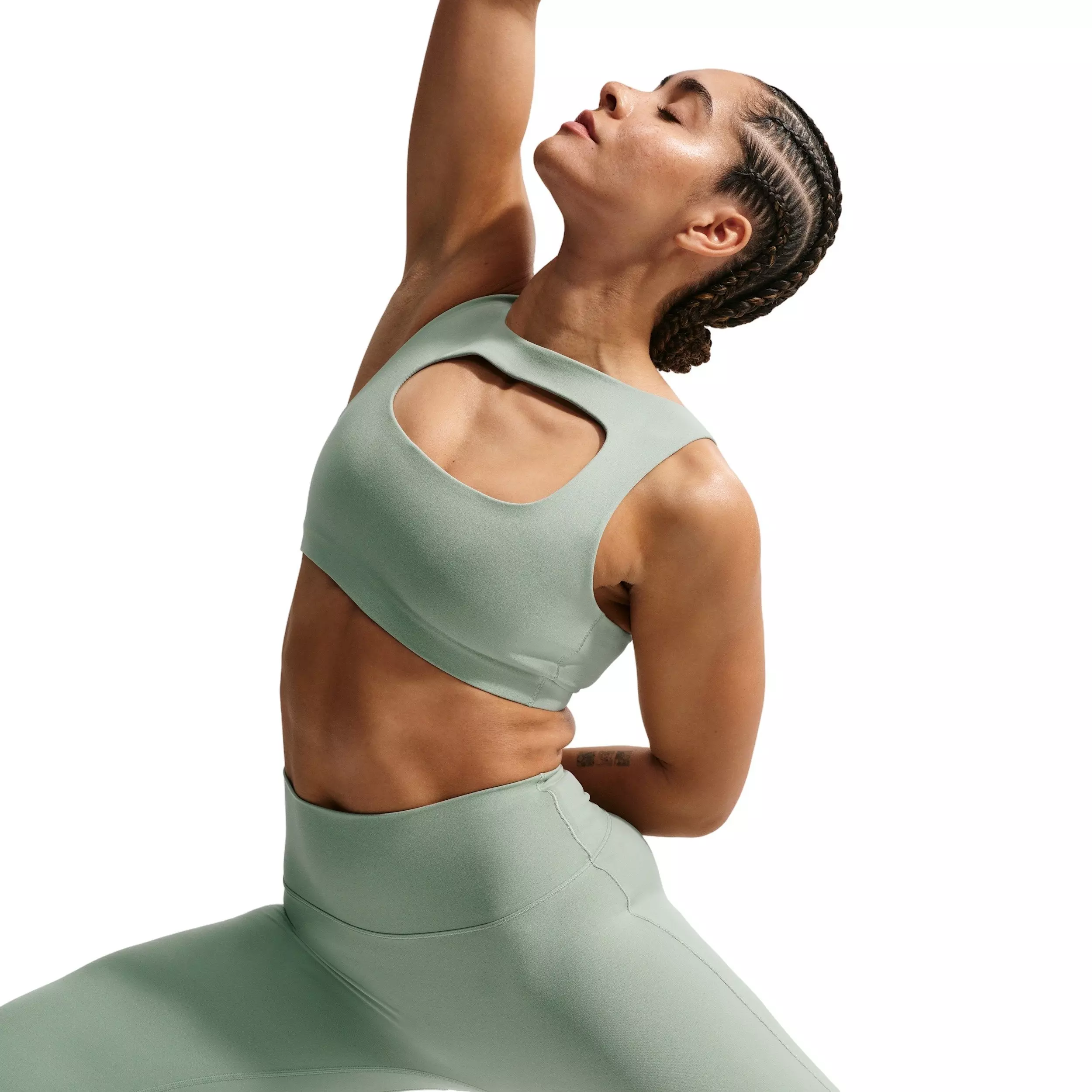 Nike Women's Zenvy Light-Support Lightly Lined Sports Bra - Light Green/White - LIGHT GREEN/WHITE