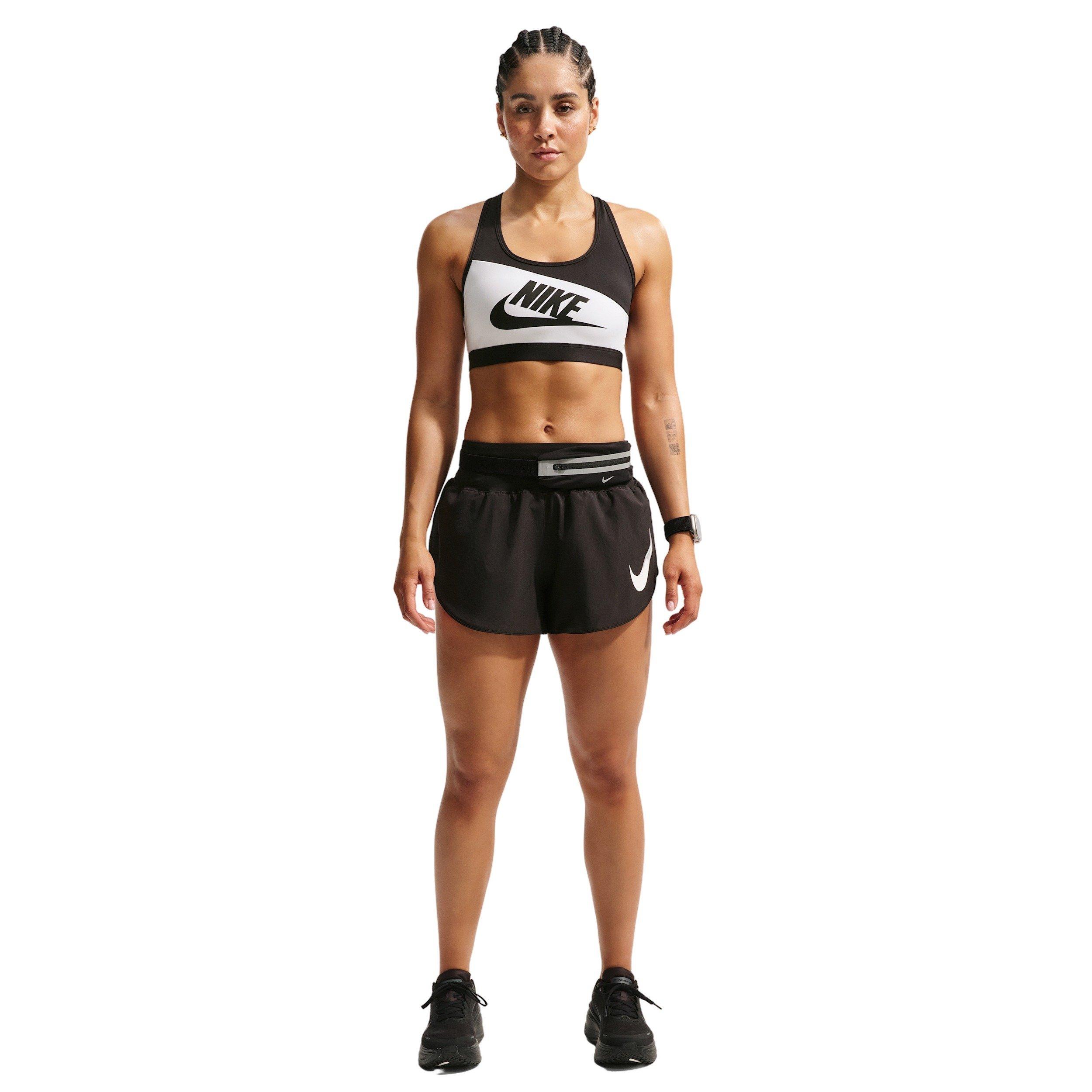 Nike Women's Swoosh Medium-Support Padded Sports Bra - WHITE/BLACK Thumbnail View 4