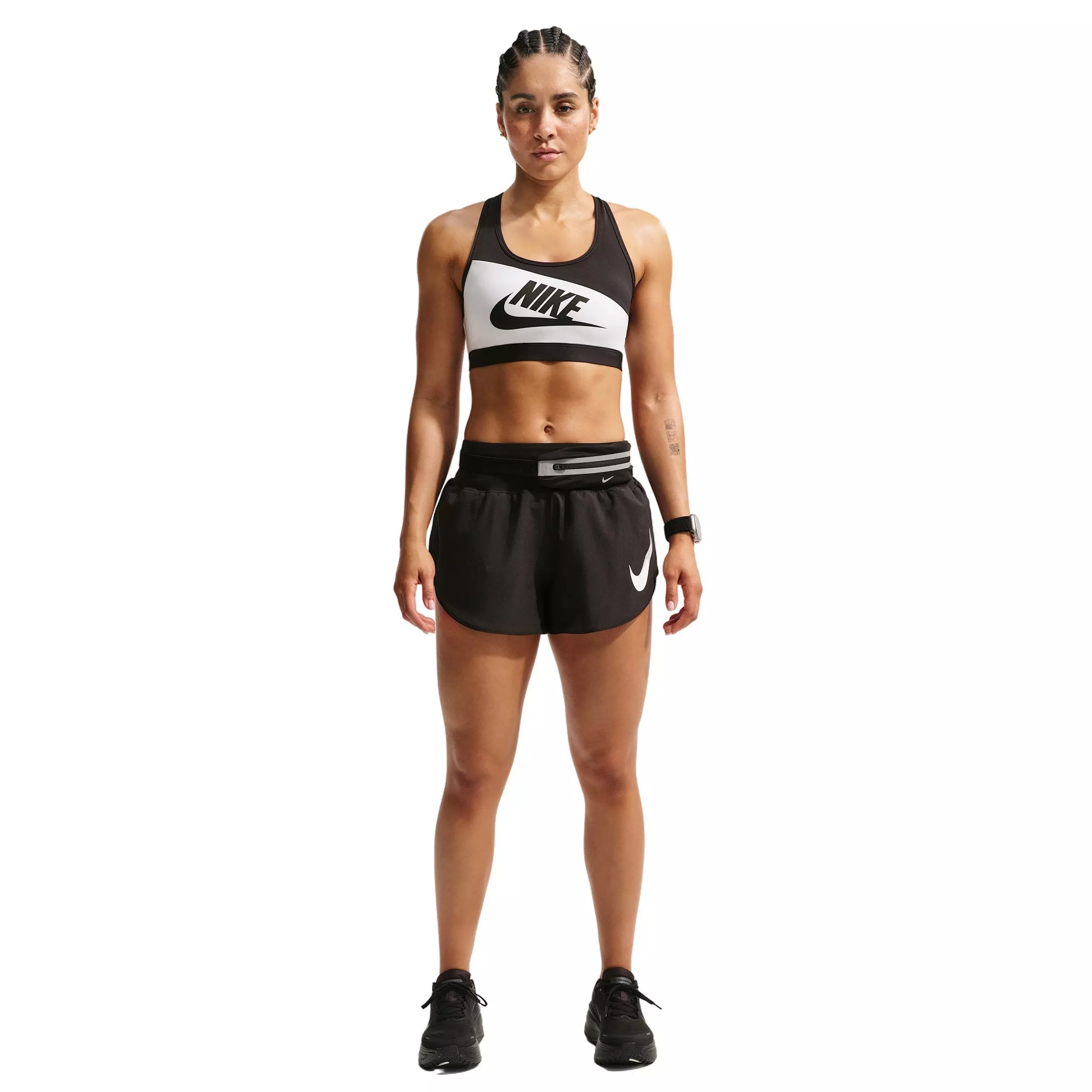 Nike Women's Swoosh Medium-Support Padded Sports Bra - WHITE/BLACK