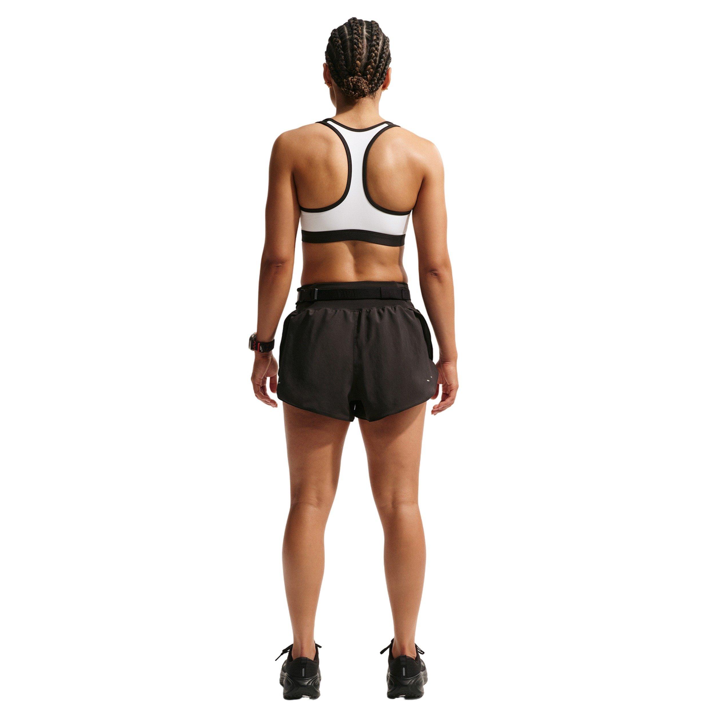 Nike Women's Swoosh Medium-Support Padded Sports Bra - WHITE/BLACK Thumbnail View 5