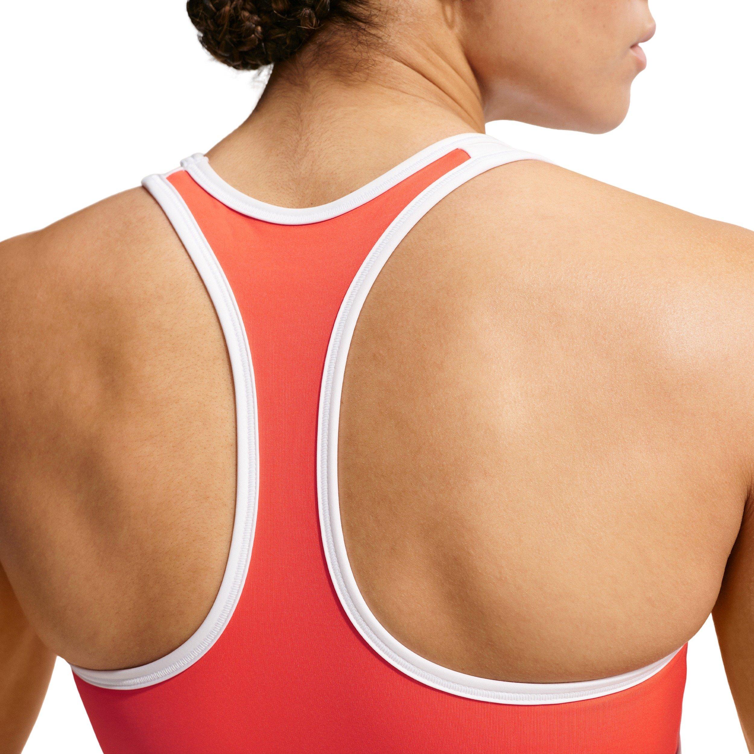 Nike Women's Swoosh Medium-Support Color-Block Padded Sports Bra - LIGHT CRIMSON/WHITE Thumbnail View 2