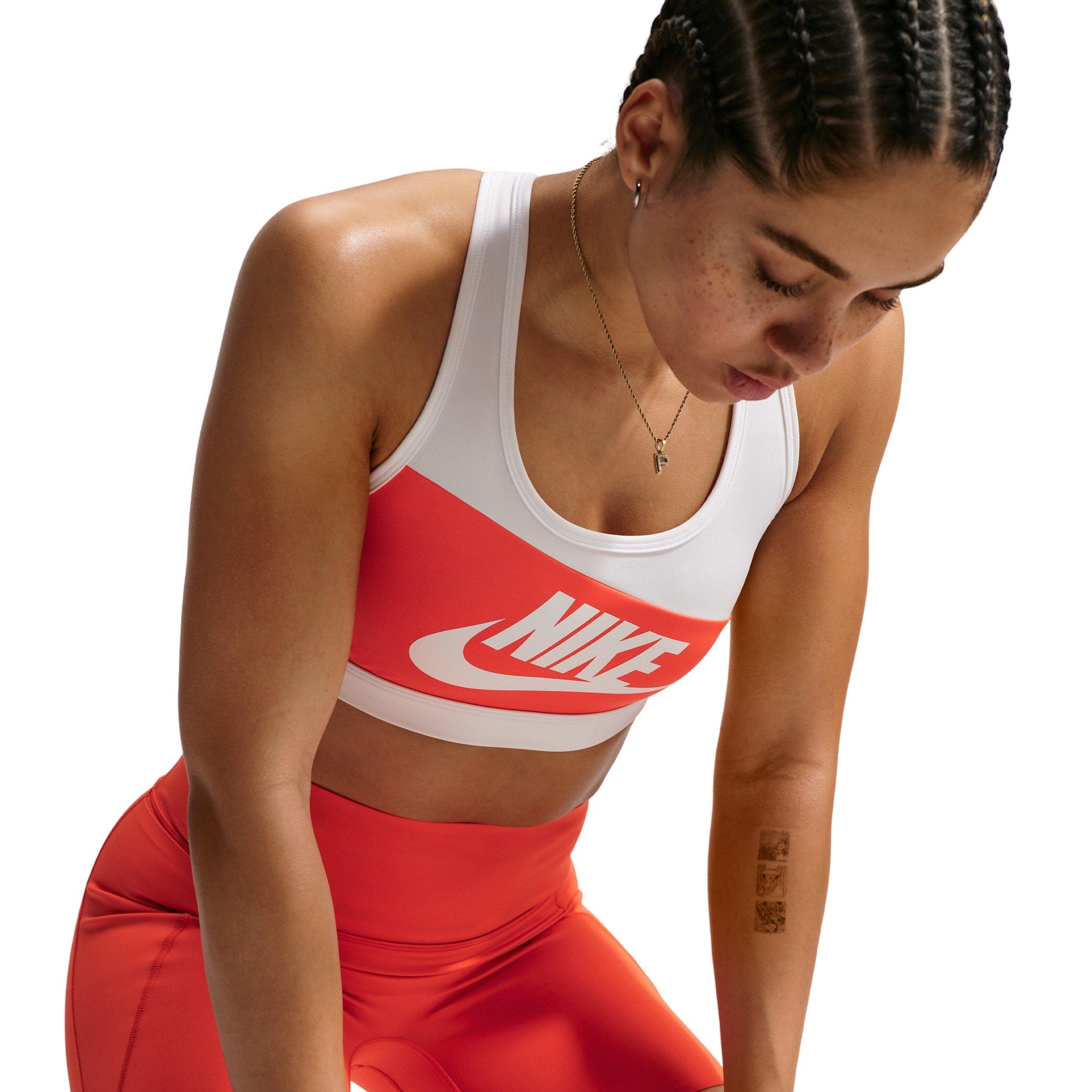 Nike Women's Swoosh Medium-Support Color-Block Padded Sports Bra - LIGHT CRIMSON/WHITE Thumbnail View 3