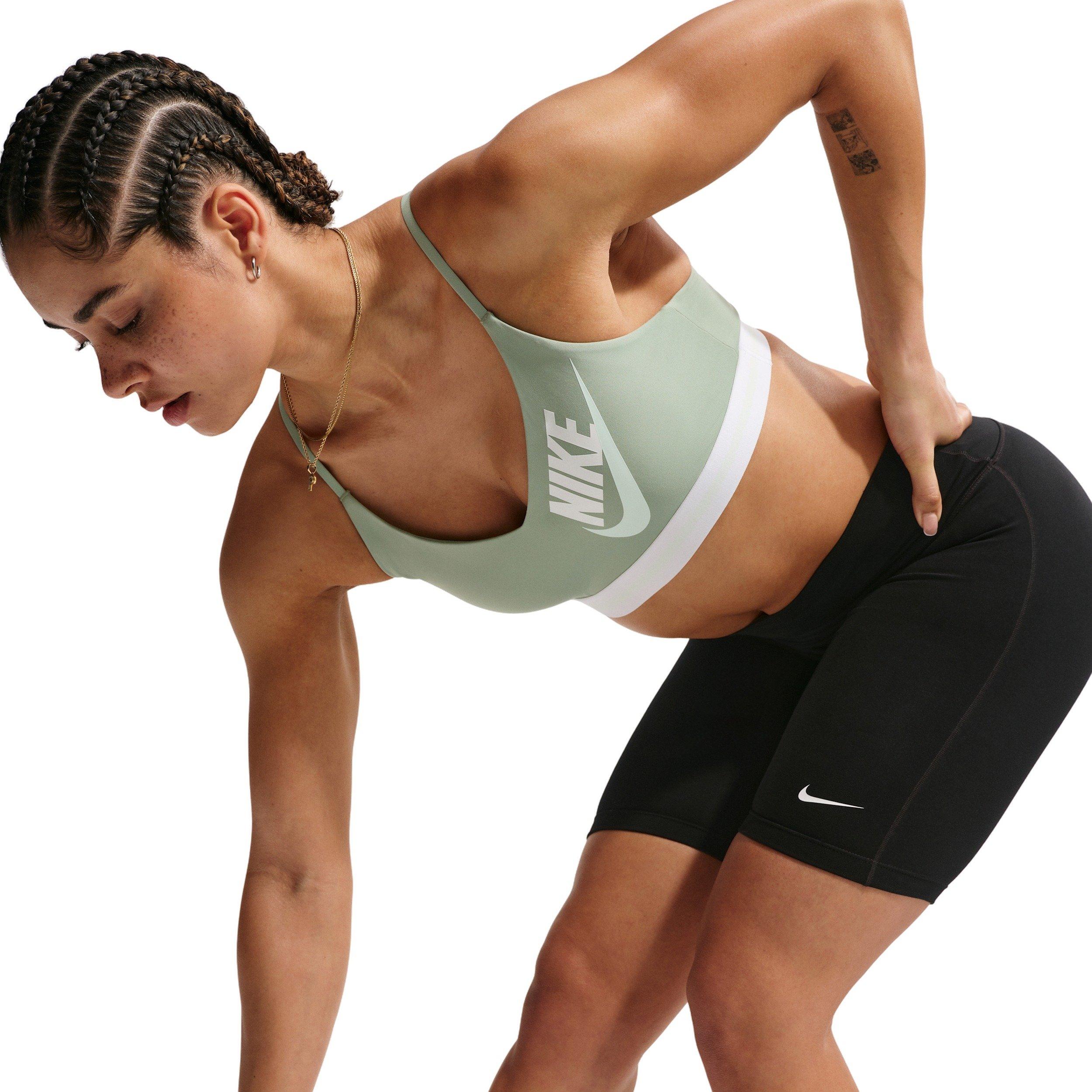 Nike Women's Indy Light-Support Sports Bra - LIGHT GREEN/WHITE Thumbnail View 3