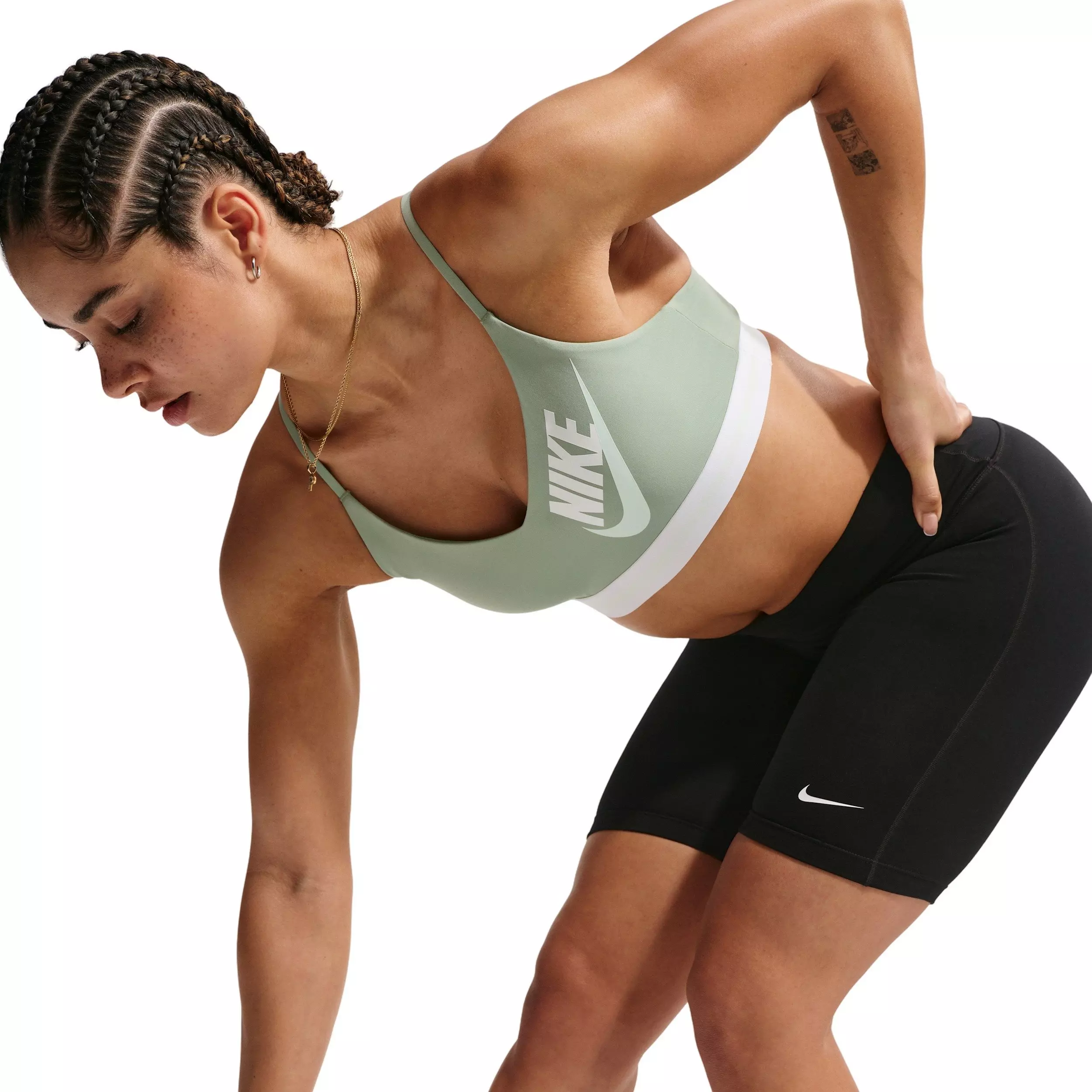 Nike Women's Indy Light-Support Sports Bra - LIGHT GREEN/WHITE