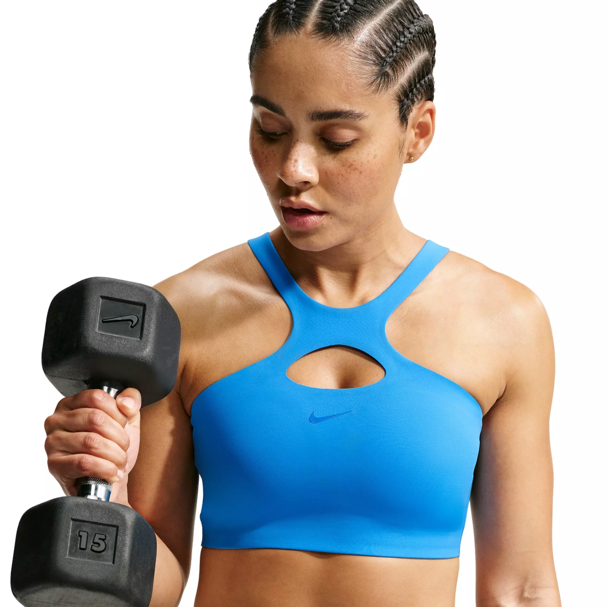 Nike Women's Universa Medium-Support Padded Sports Bra - LT BLUE