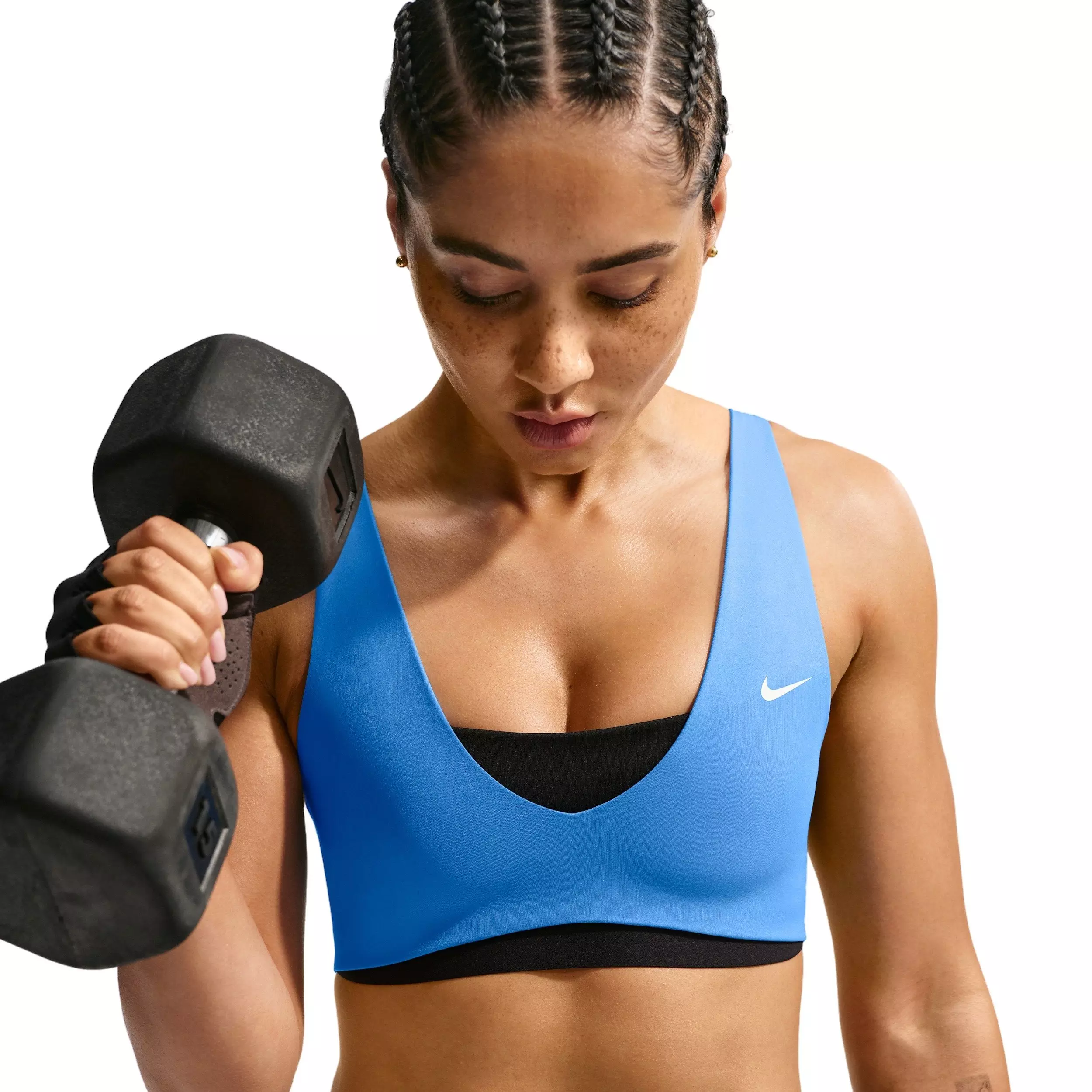 Nike Women's Pro Sculpt Medium-Support Sports Bra - Blue/Black - BLUE/BLACK