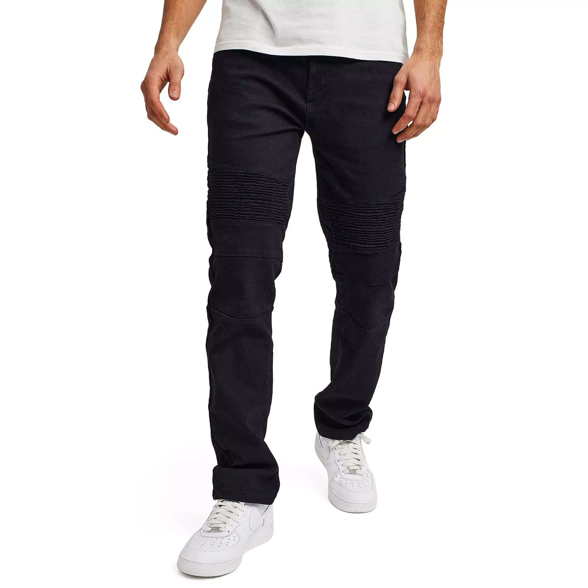 Reason Men's Leroy Moto Slim Fit Black Wash Jeans - BLACK