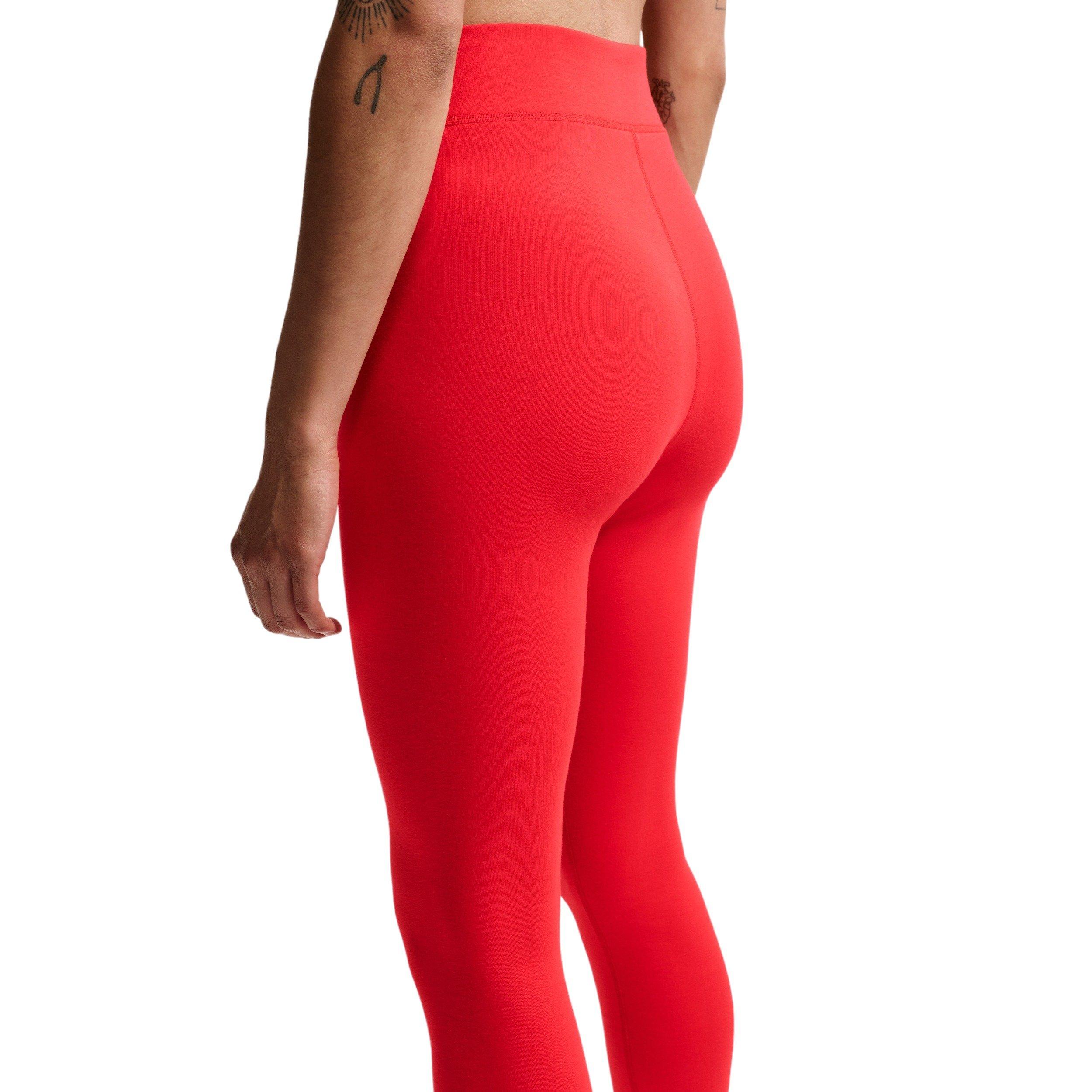 Nike Women's Sportswear Classics High-Waisted Graphic Leggings - Red/White - RED/WHITE Thumbnail View 4