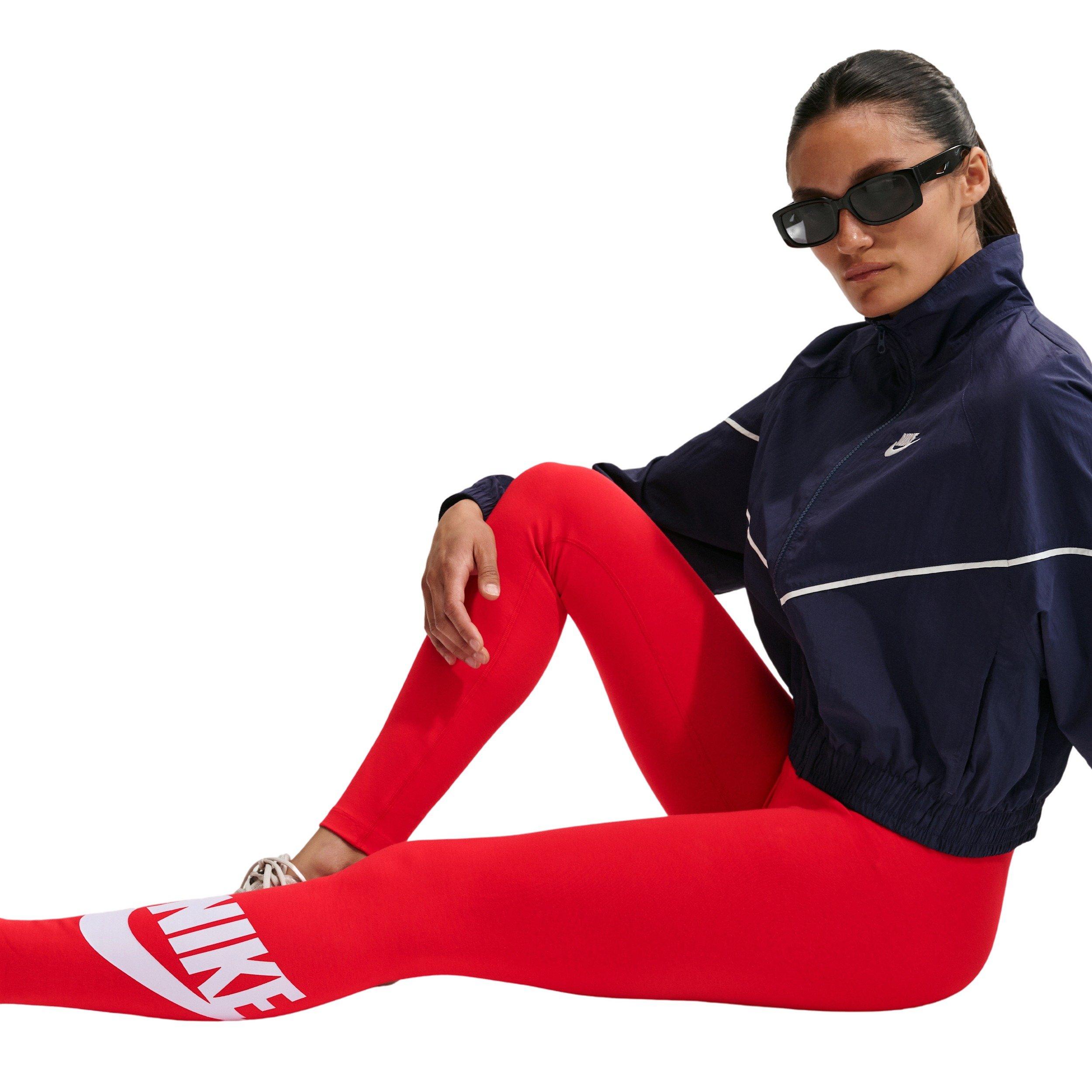 Nike Women's Sportswear Classics High-Waisted Graphic Leggings - Red/White - RED/WHITE Thumbnail View 5