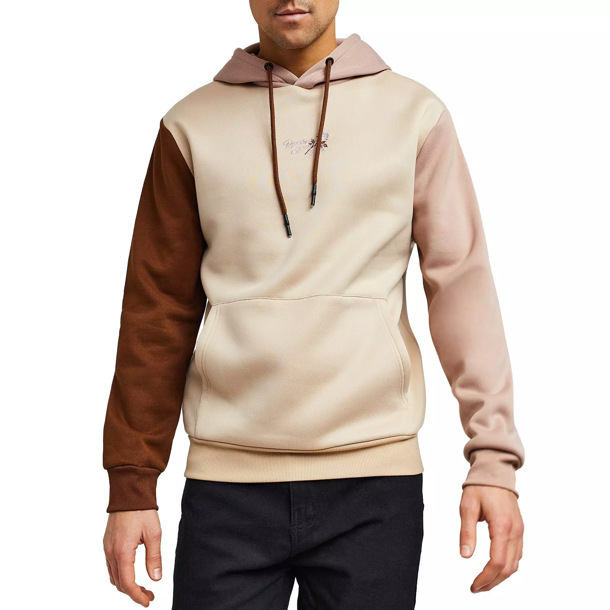 Reason Men's Cross Block Color Hoodie - Cream - CREAM