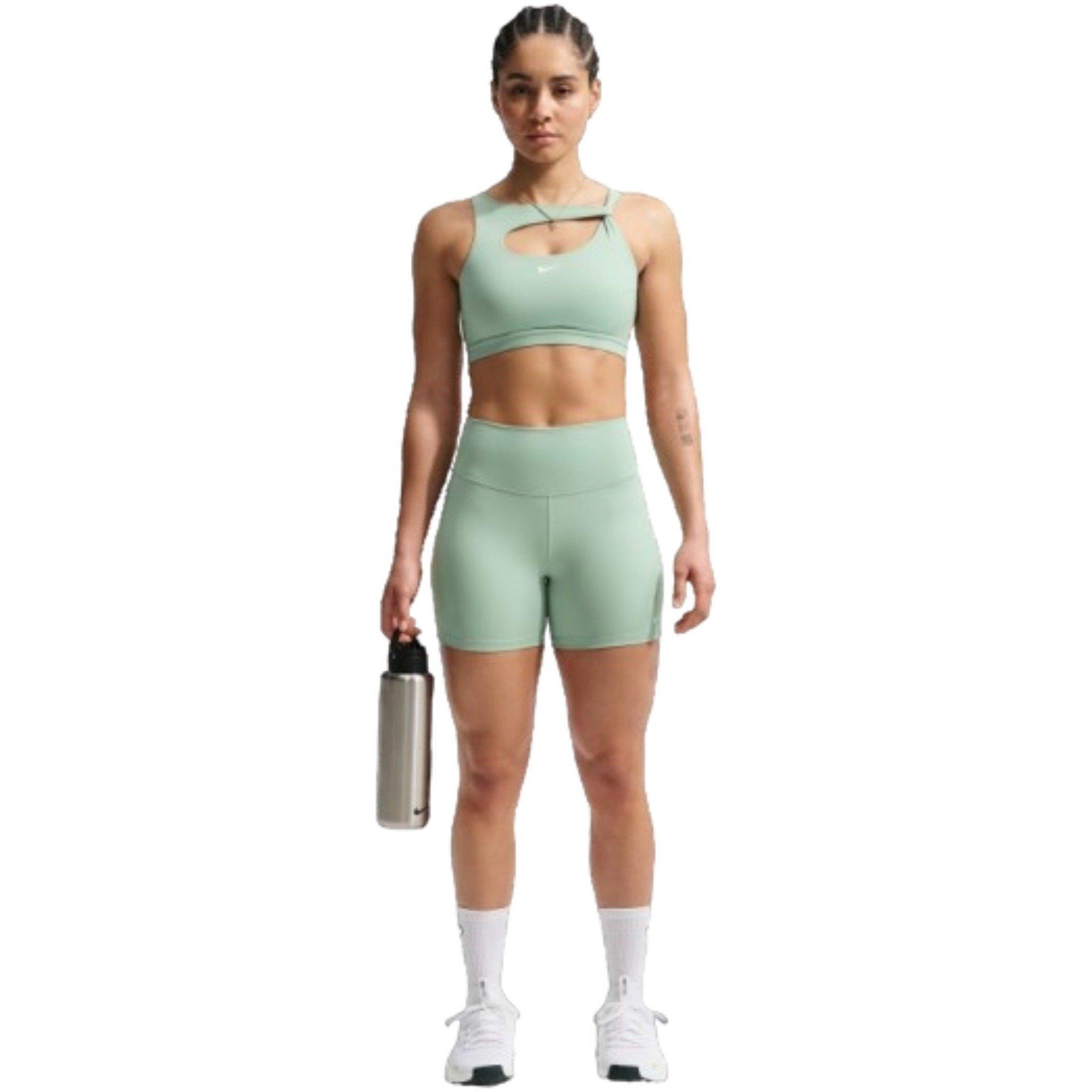 Nike Women's One High-Waisted 5" Biker Shorts - GREEN/WHITE Thumbnail View 1