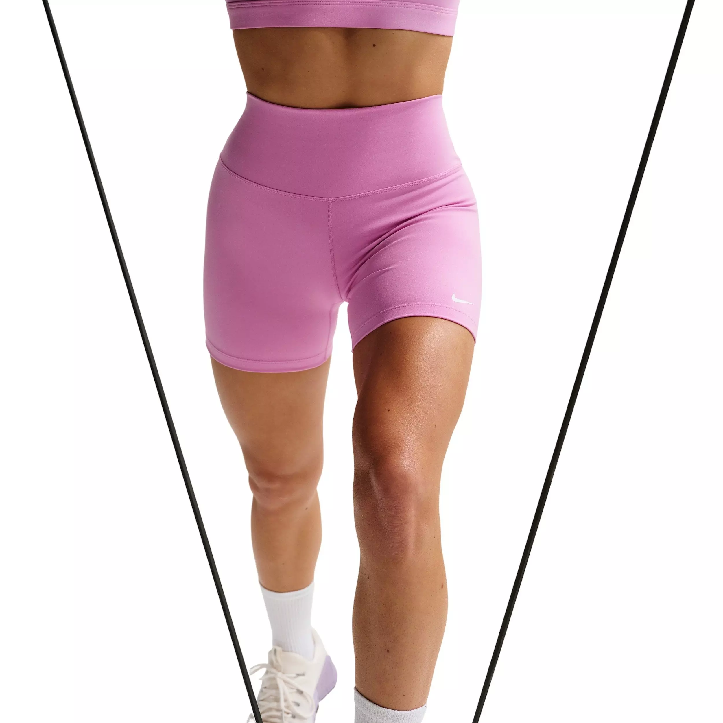 Nike Women's One High-Waisted 5" Biker Shorts - PURPLE/WHITE