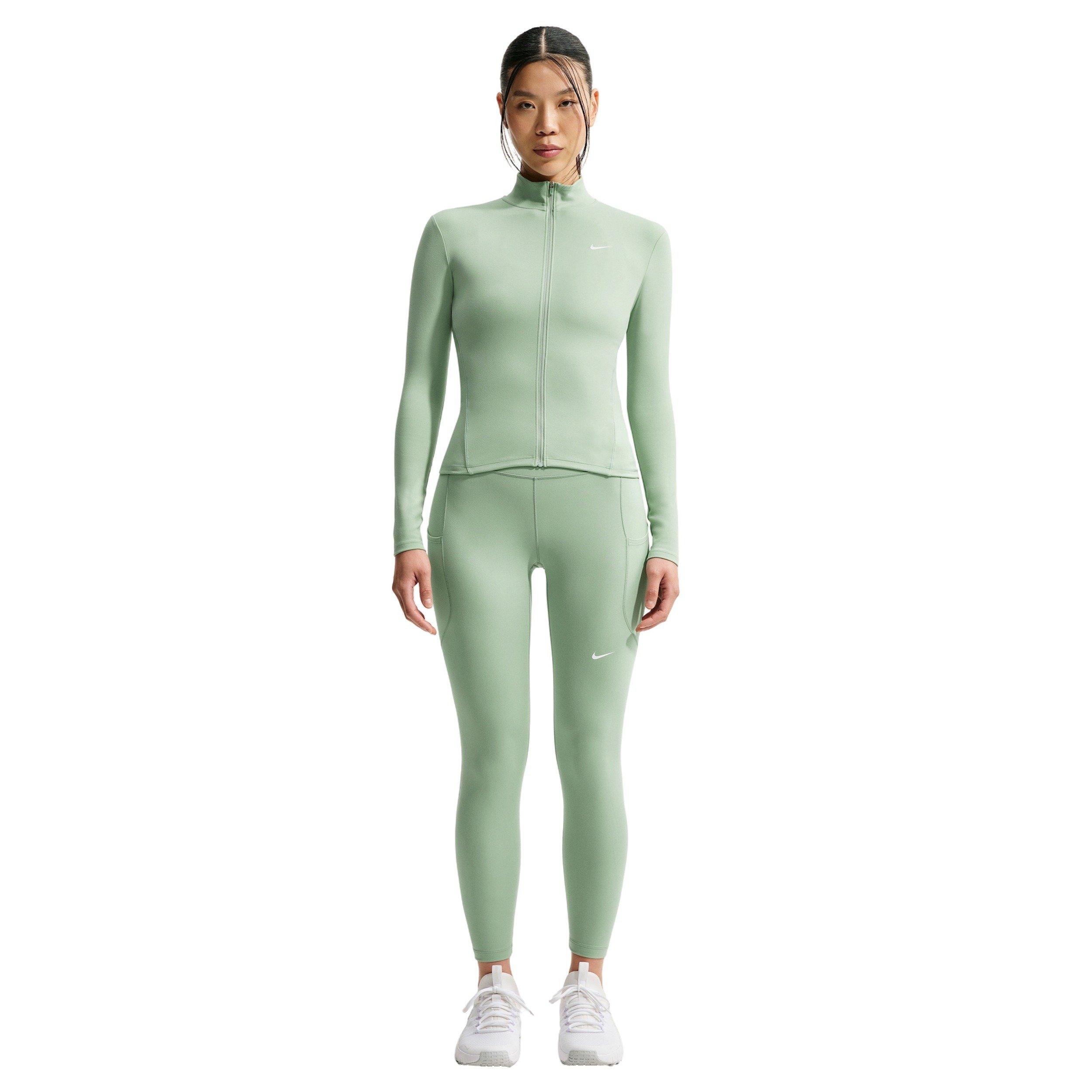 Nike Women's One High-Waisted 7/8 Leggings with Pockets - Green/White - GREEN/WHITE Thumbnail View 5