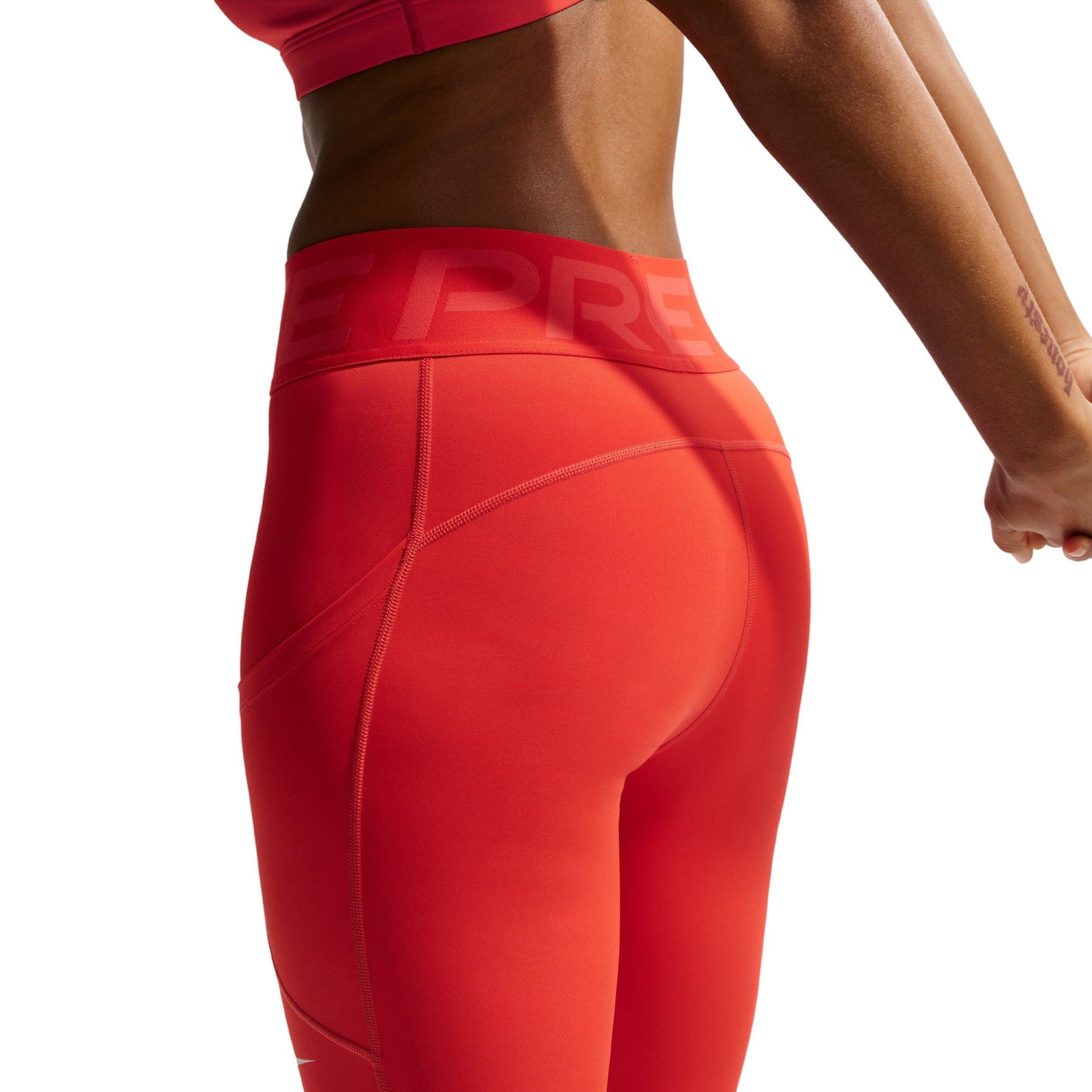 Nike Women's Pro Sculpt High-Waisted 7/8 Leggings with Pockets - Lt Crimson/White - LT CRIMSON/WHITE Thumbnail View 4