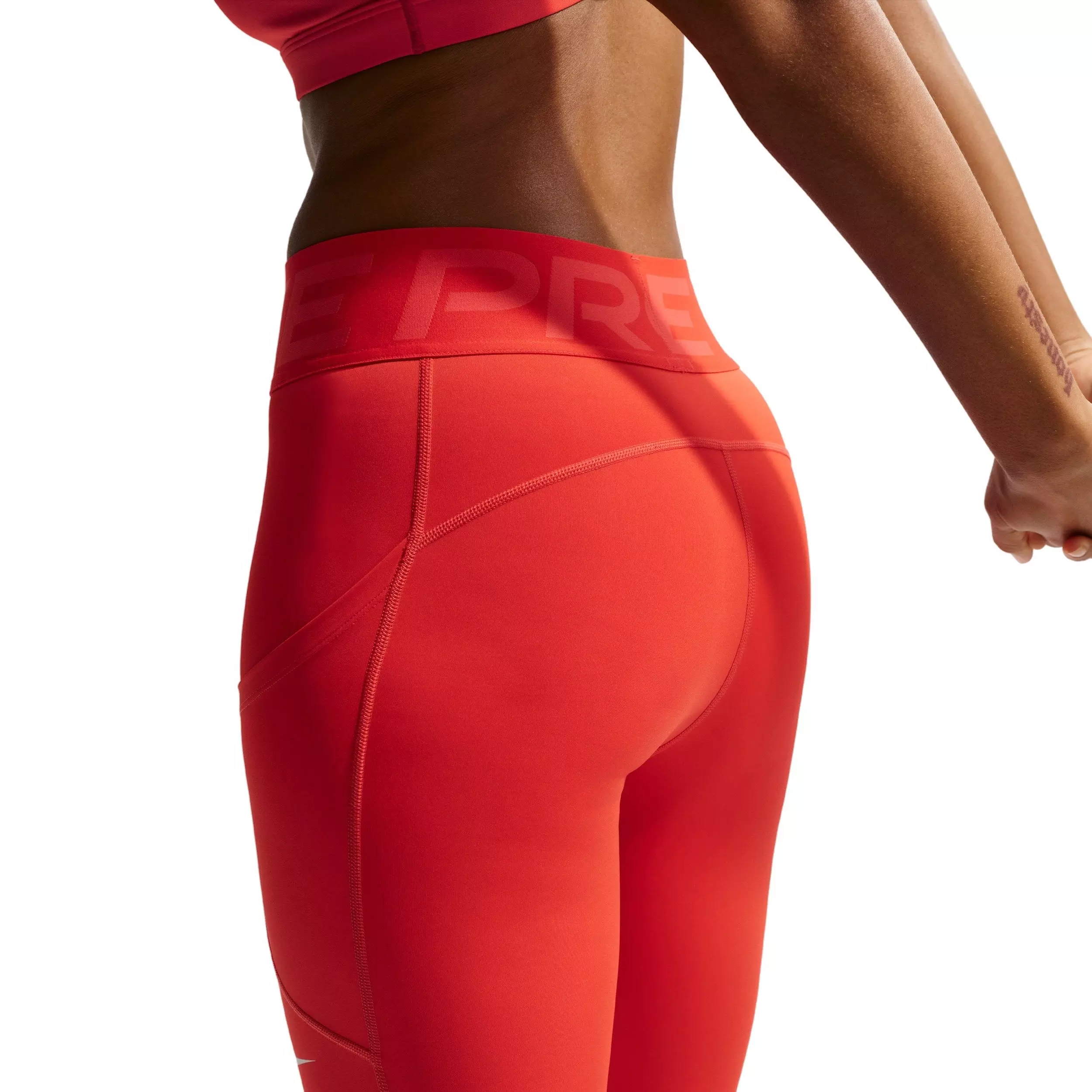 Nike Women's Pro Sculpt High-Waisted 7/8 Leggings with Pockets - Lt Crimson/White - LT CRIMSON/WHITE
