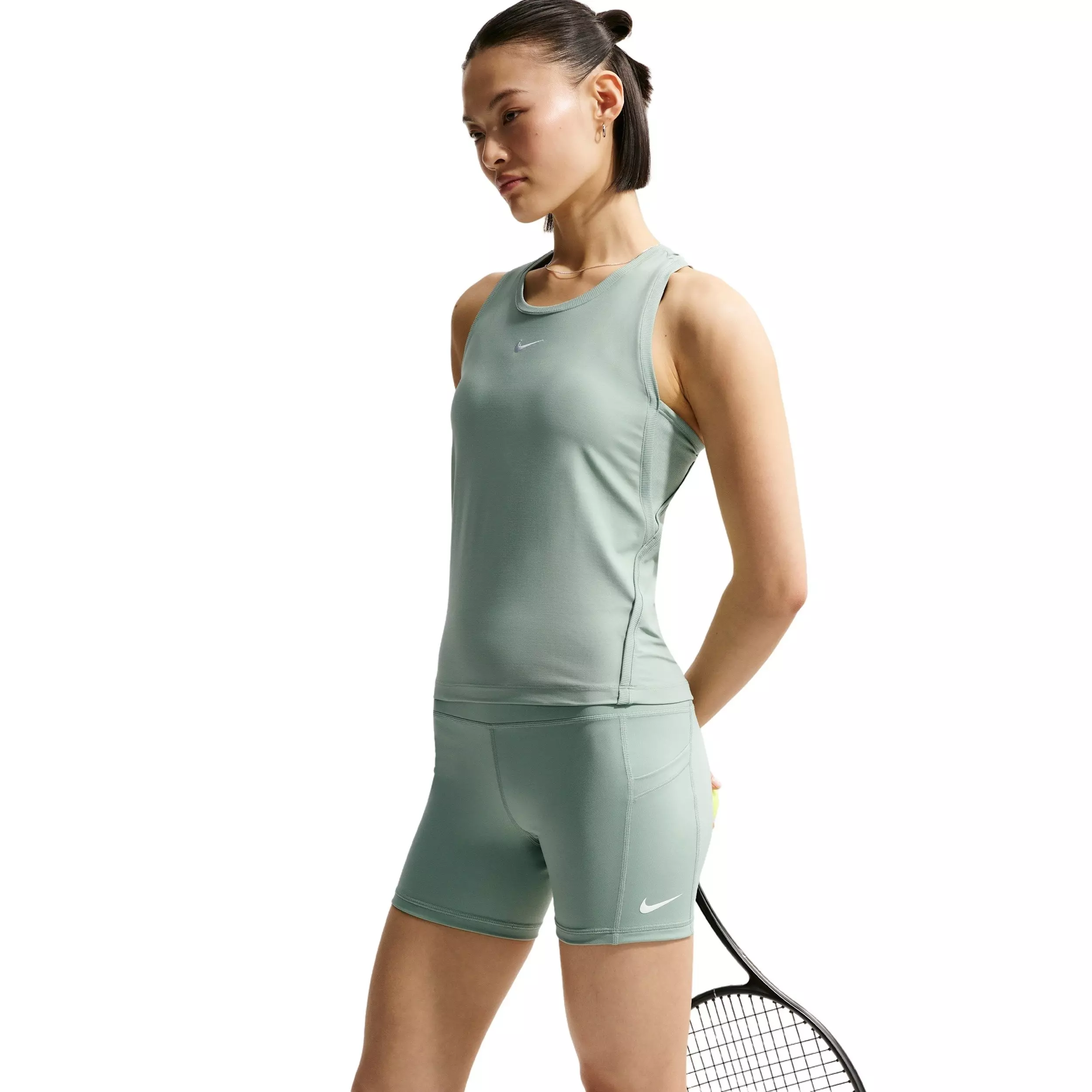 Nike Women's Court Dri-FIT Tennis Shorts with Pockets - Green/White - GREEN/WHITE