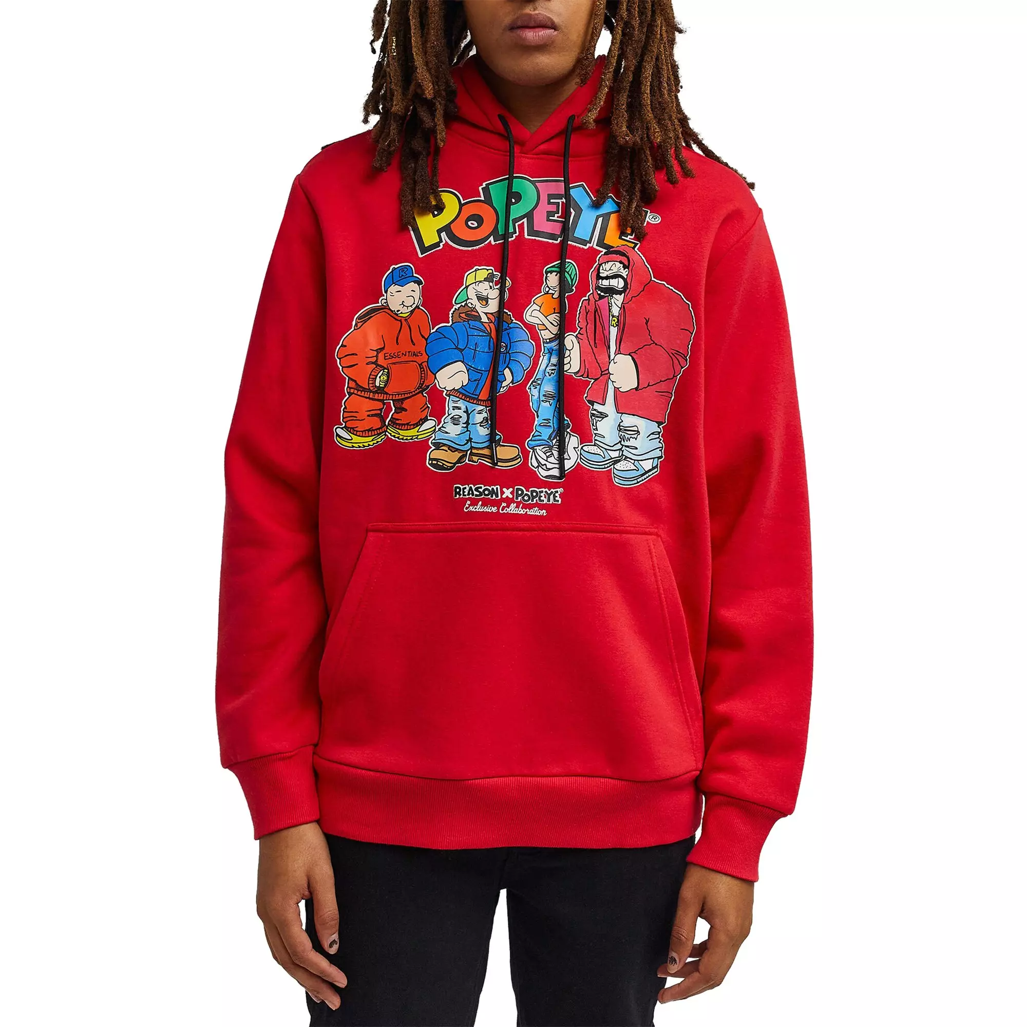 Reason Men's Popeye Crew Graphic Print Hoodie - Red - RED