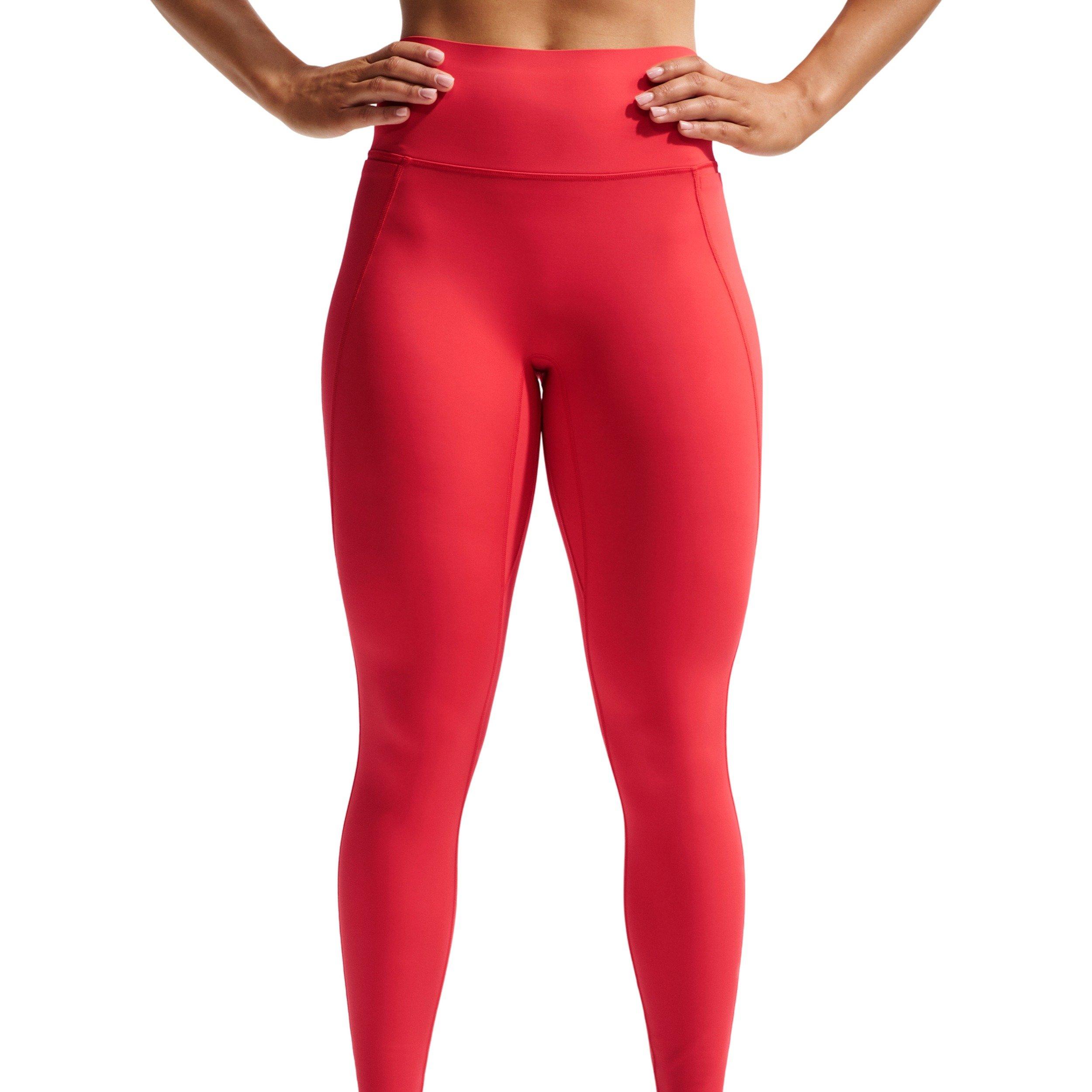Nike Women's Universa High-Waisted Full-Length with No Front Seam - Red - RED Thumbnail View 3
