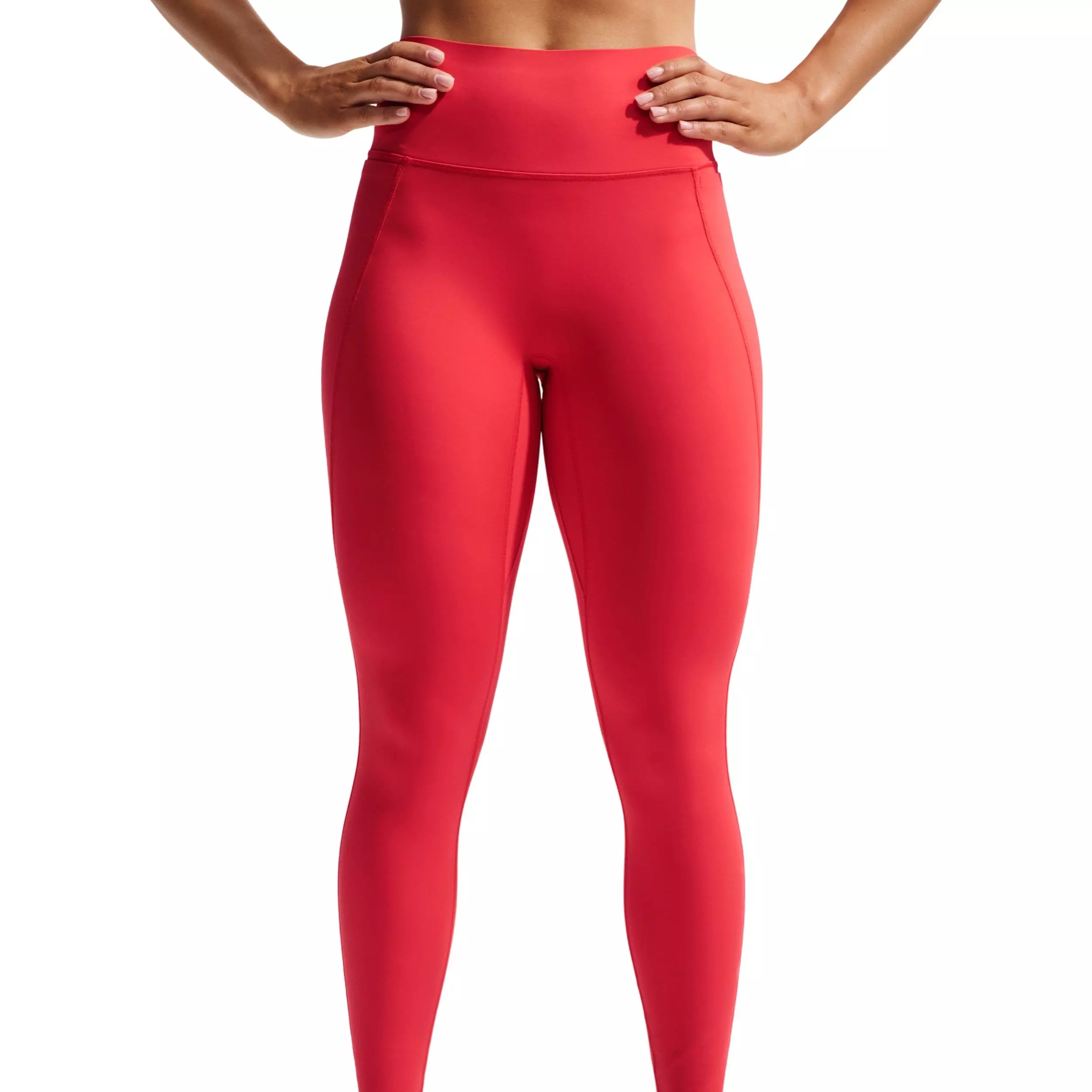 Nike Women's Universa High-Waisted Full-Length with No Front Seam - Red - RED