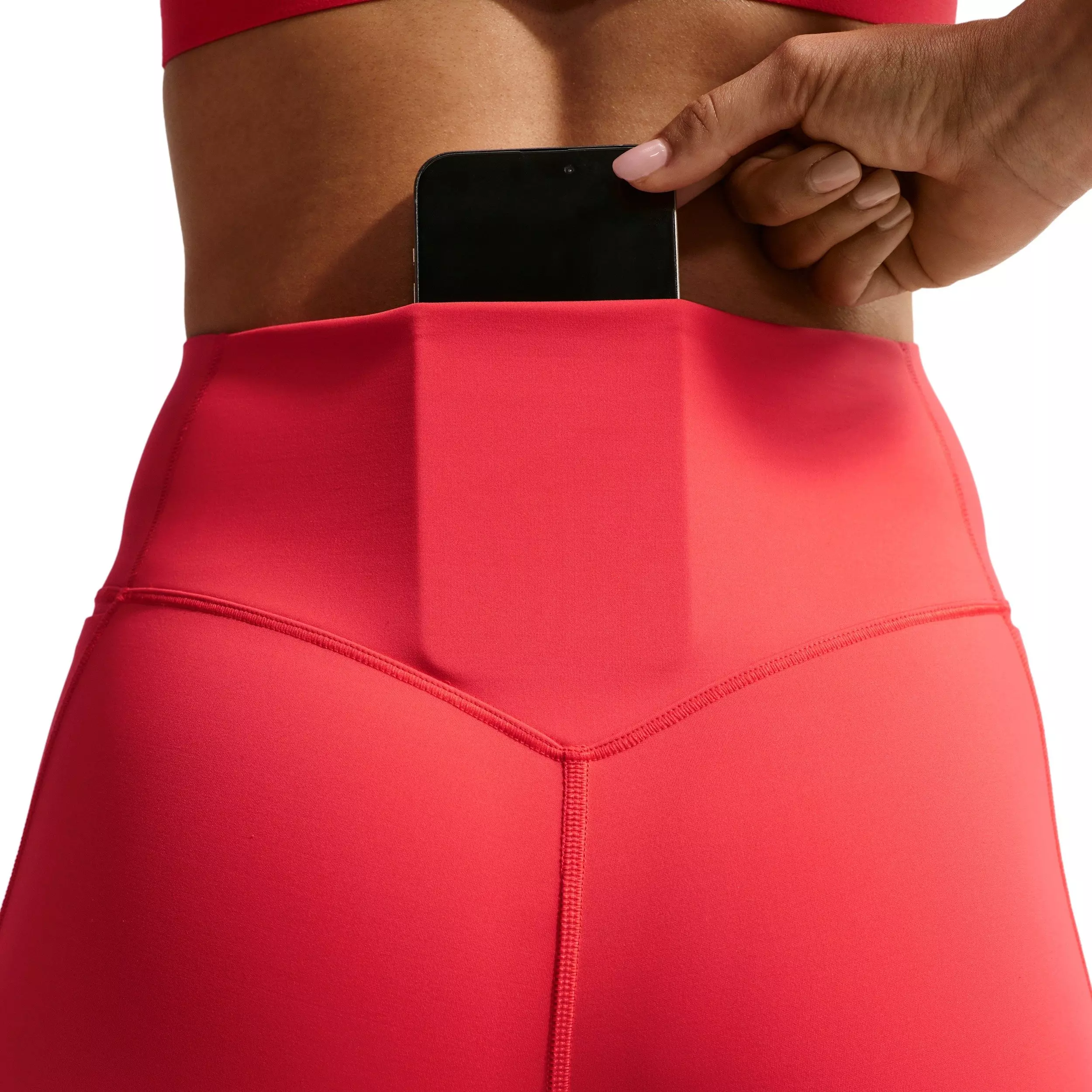 Nike Women's Universa High-Waisted Full-Length with No Front Seam - Red - RED